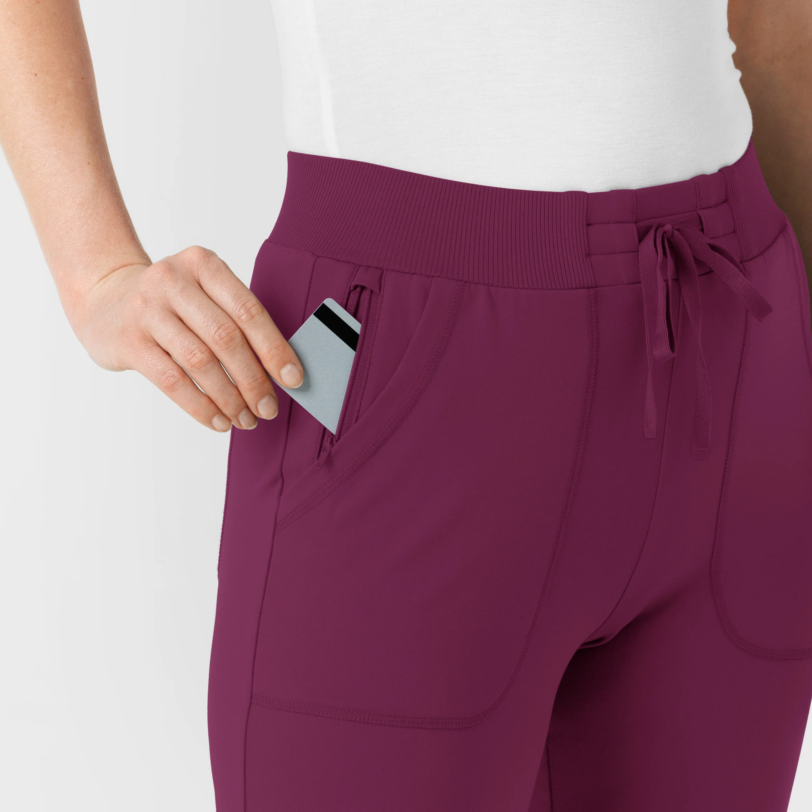 RENEW Knit Women's Track Scrub Pant - Wine - Image 7