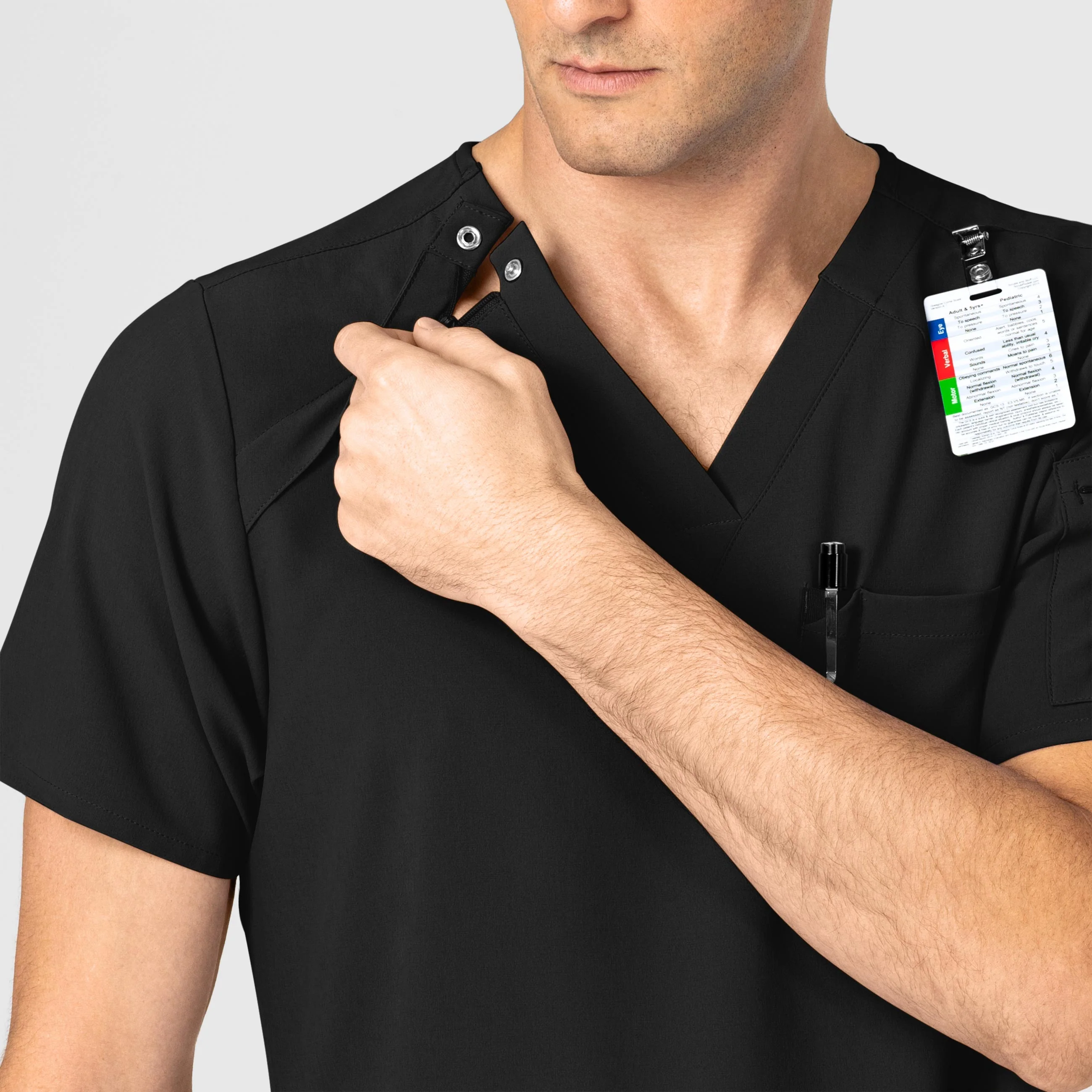 RENEW Men's EZ Zip Scrub Top - Black - Image 6