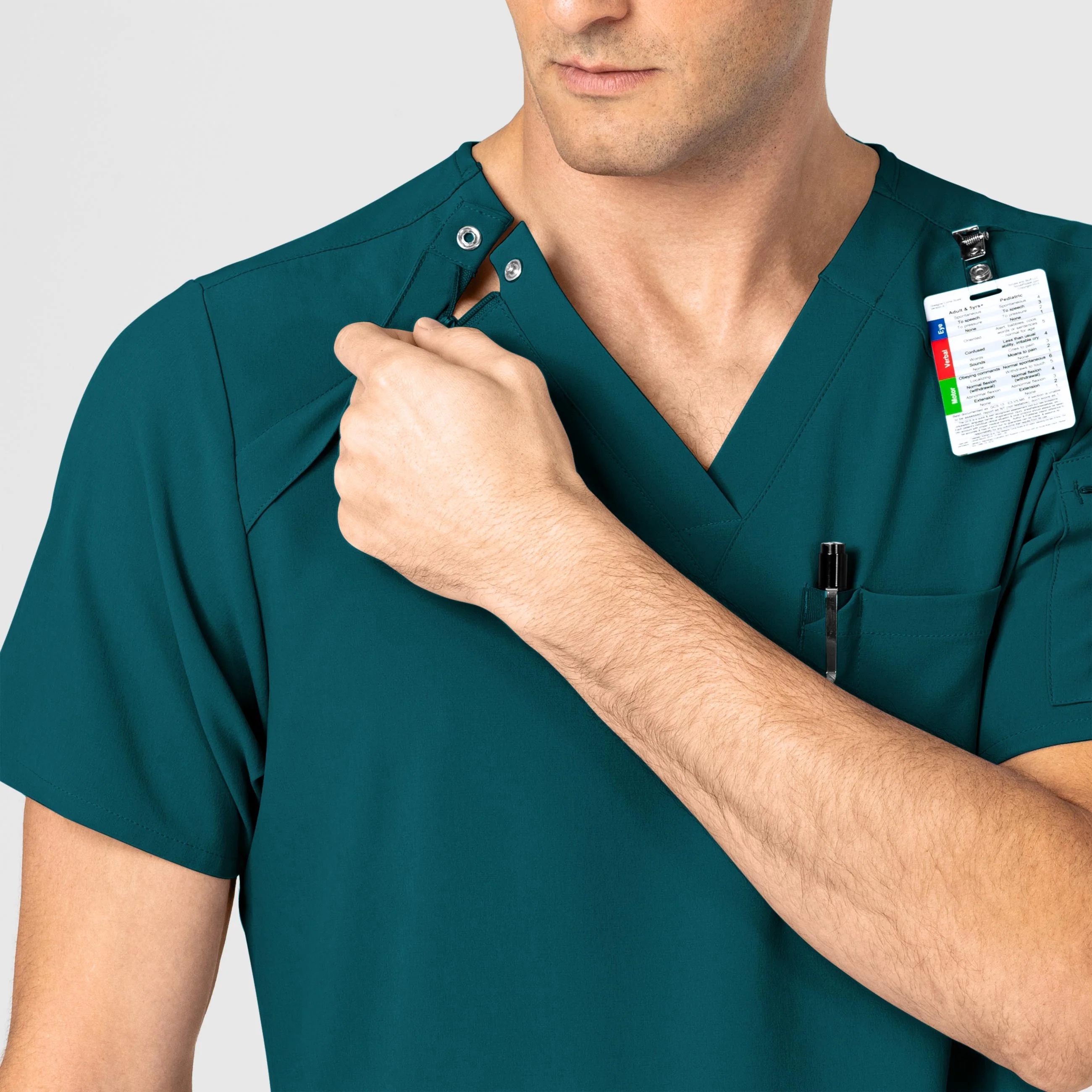 RENEW Men's EZ Zip Scrub Top - Caribbean Blue - Image 6
