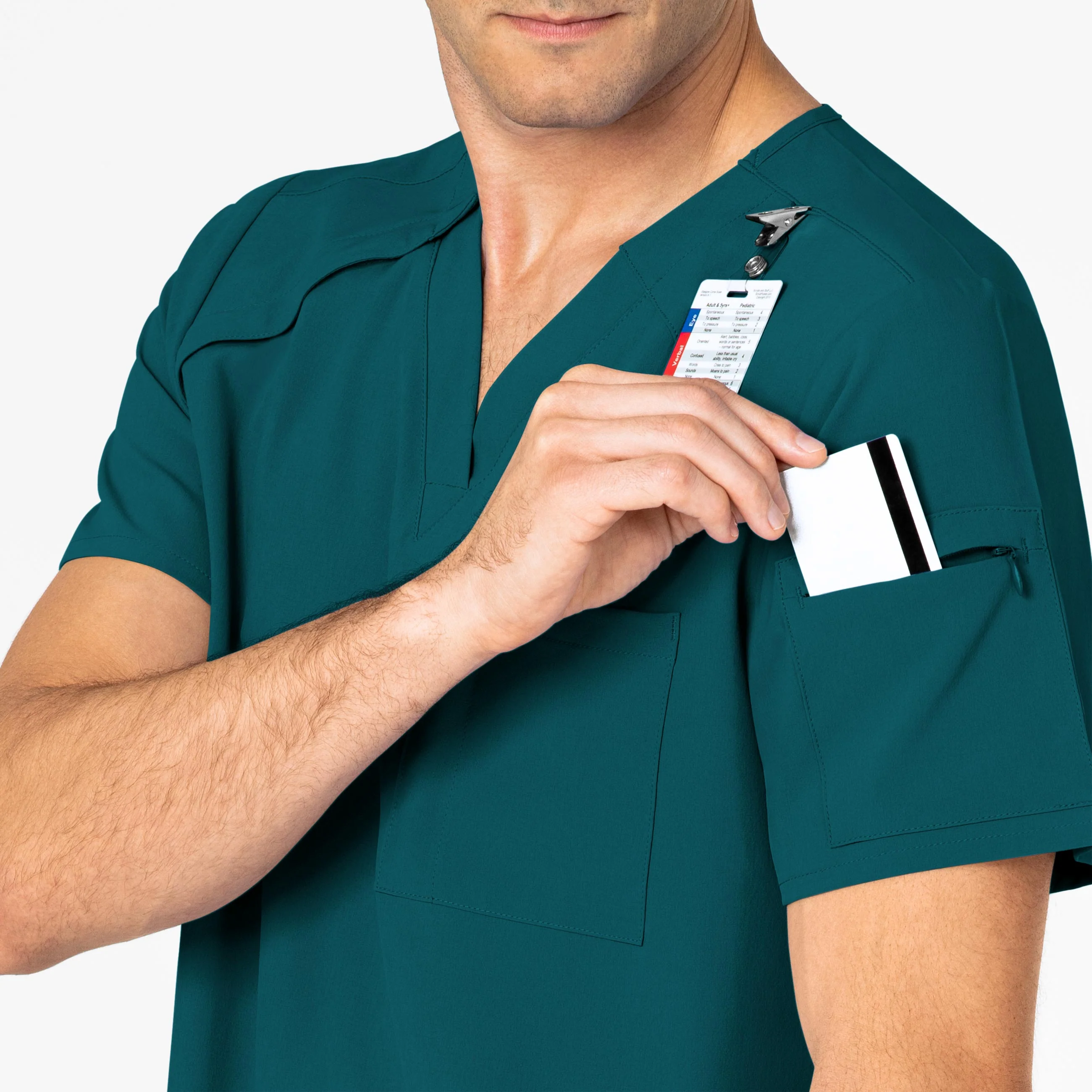 RENEW Men's EZ Zip Scrub Top - Caribbean Blue - Image 7