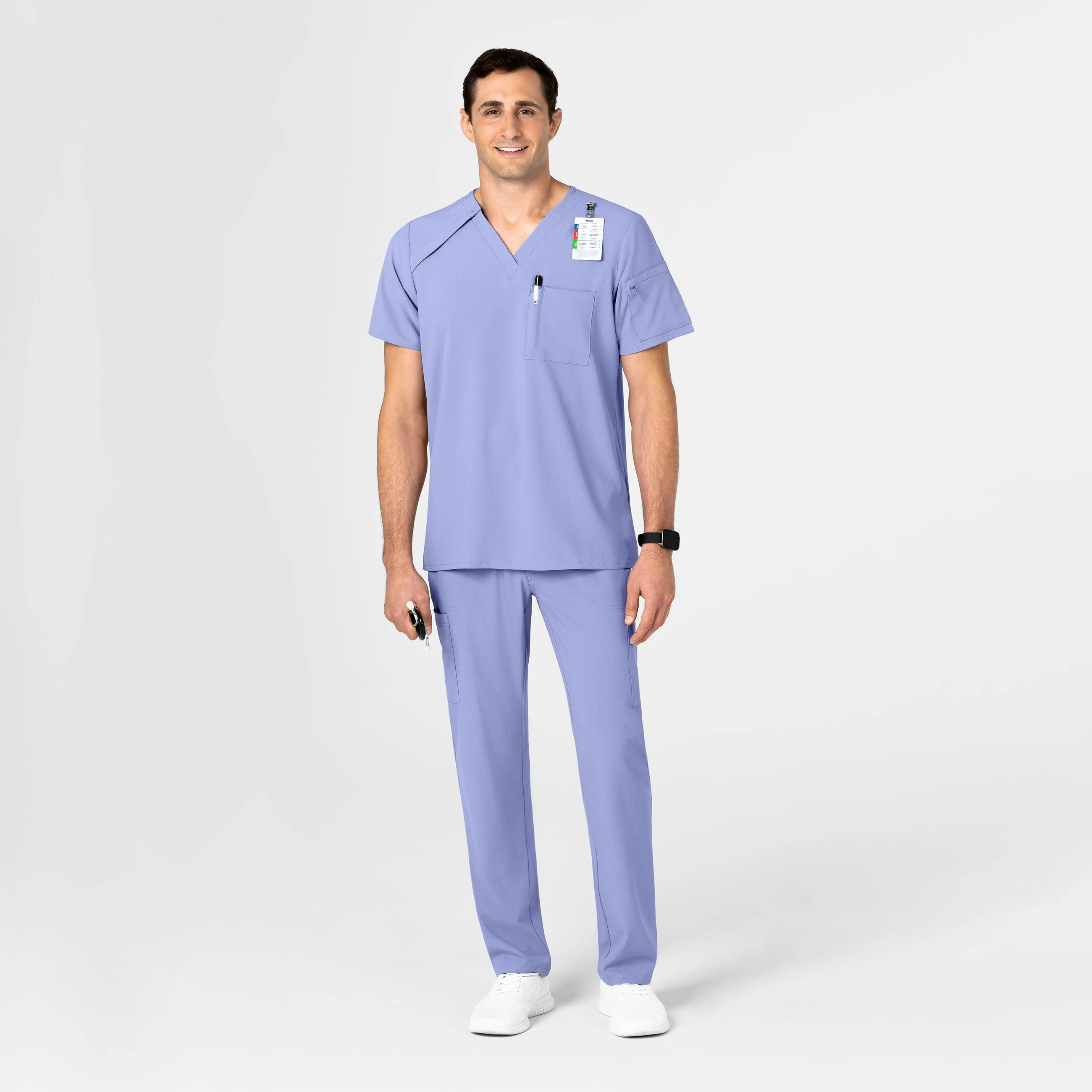 RENEW Men's EZ Zip Scrub Top - Ceil Blue - Image 3