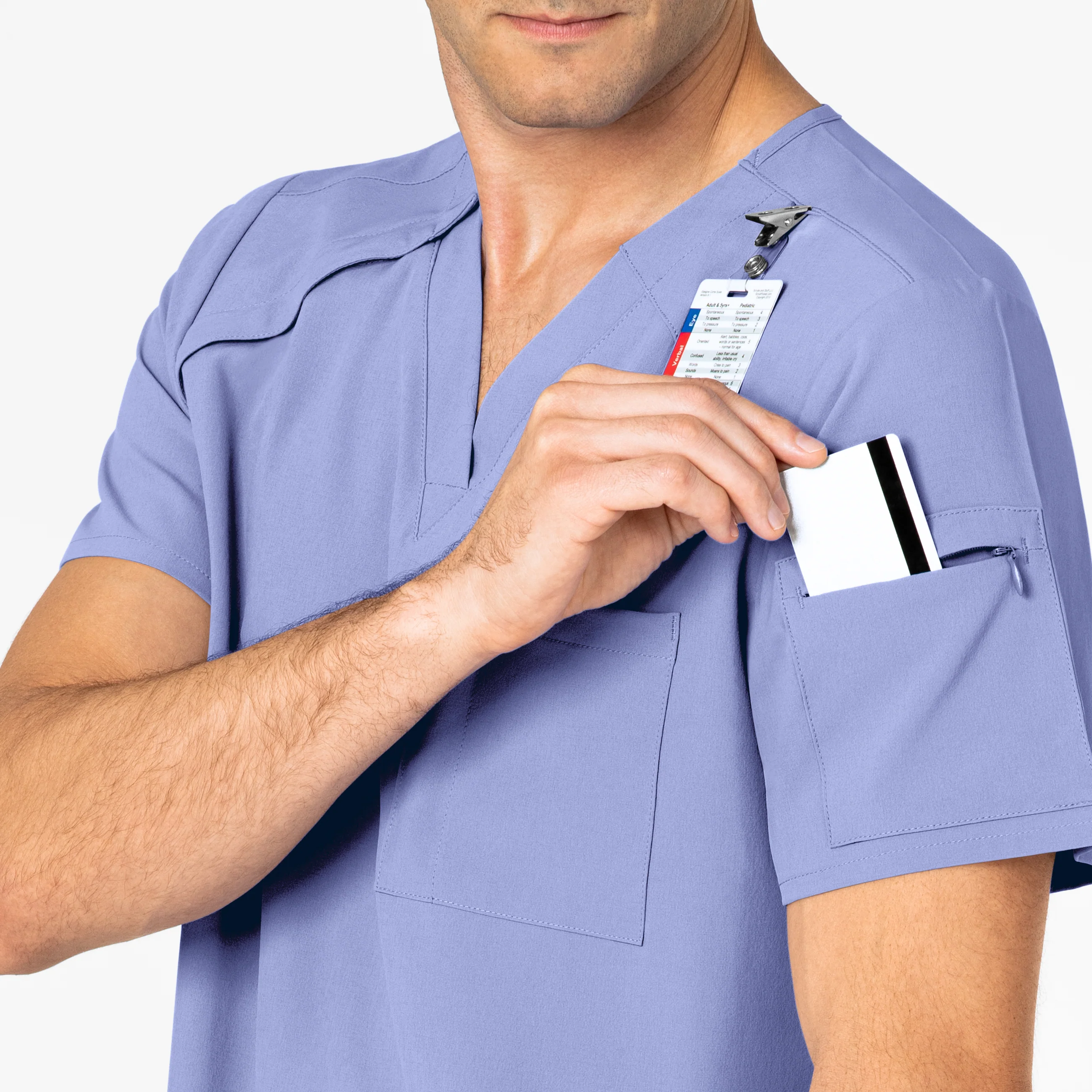 RENEW Men's EZ Zip Scrub Top - Ceil Blue - Image 7