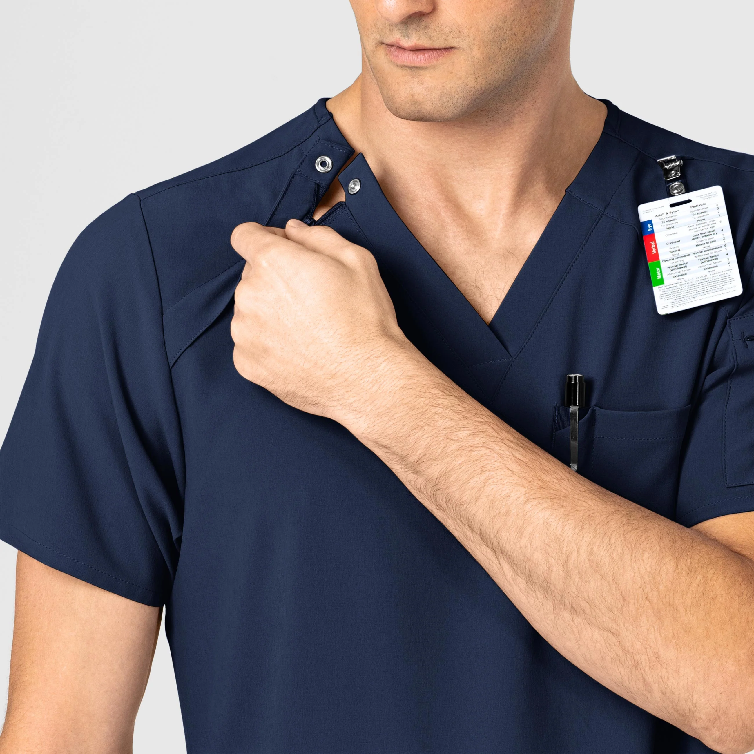 RENEW Men's EZ Zip Scrub Top - Navy - Image 6
