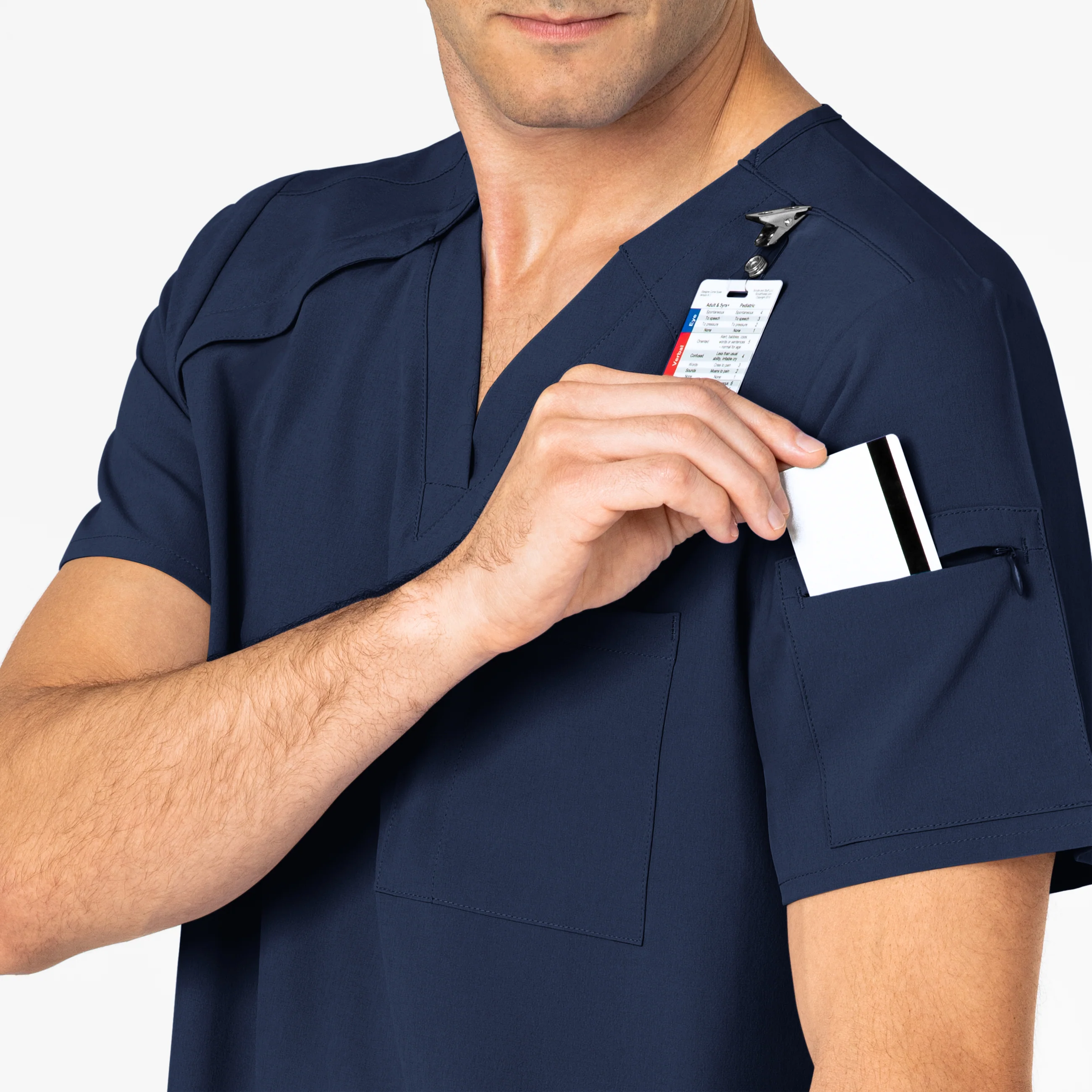 RENEW Men's EZ Zip Scrub Top - Navy - Image 7