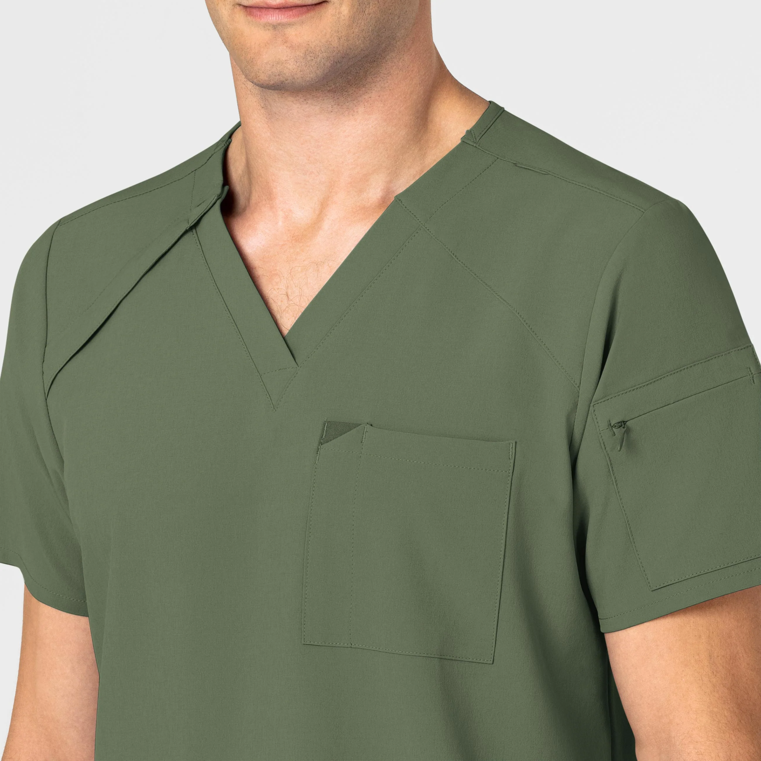 RENEW Men's EZ Zip Scrub Top - Olive - Image 5