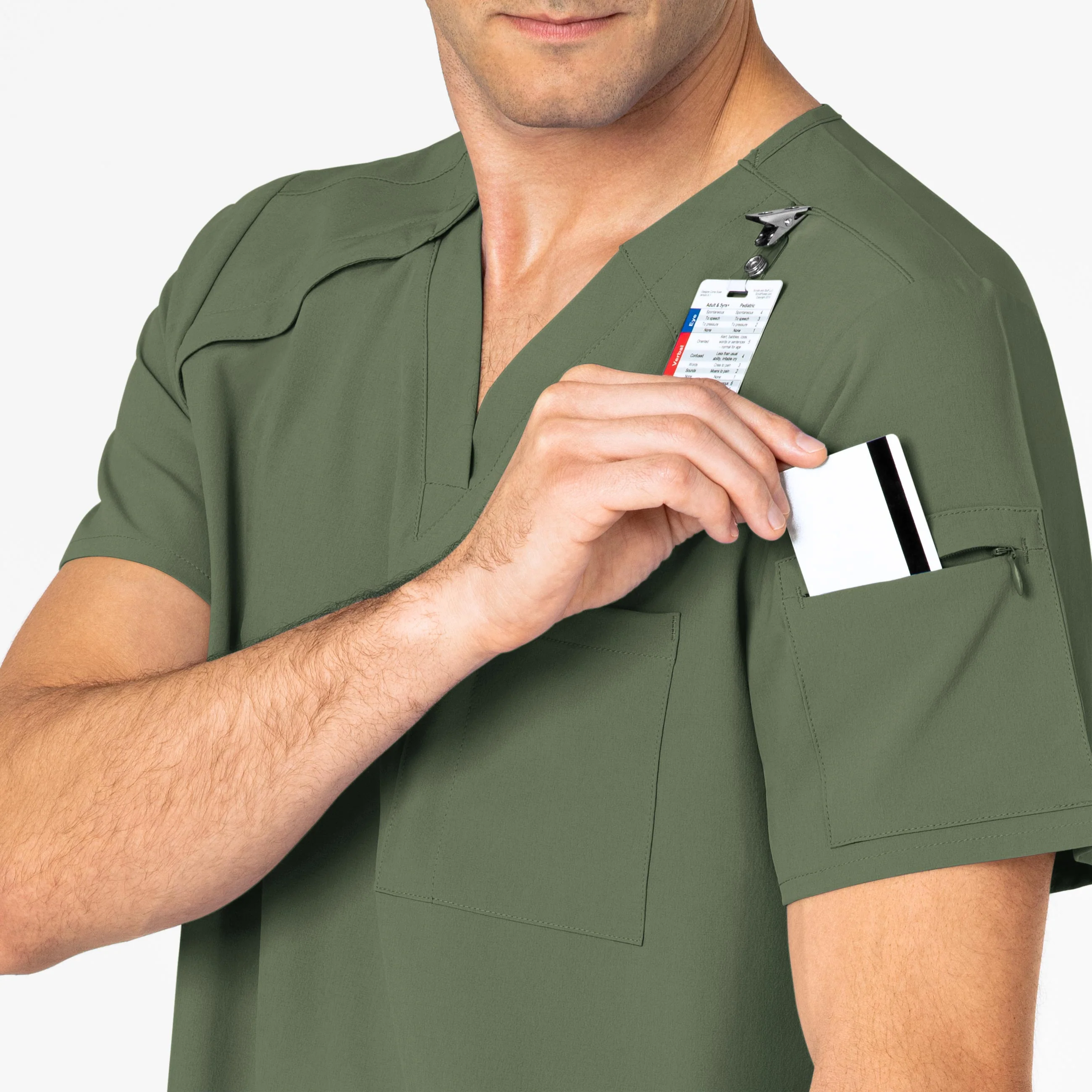 RENEW Men's EZ Zip Scrub Top - Olive - Image 7