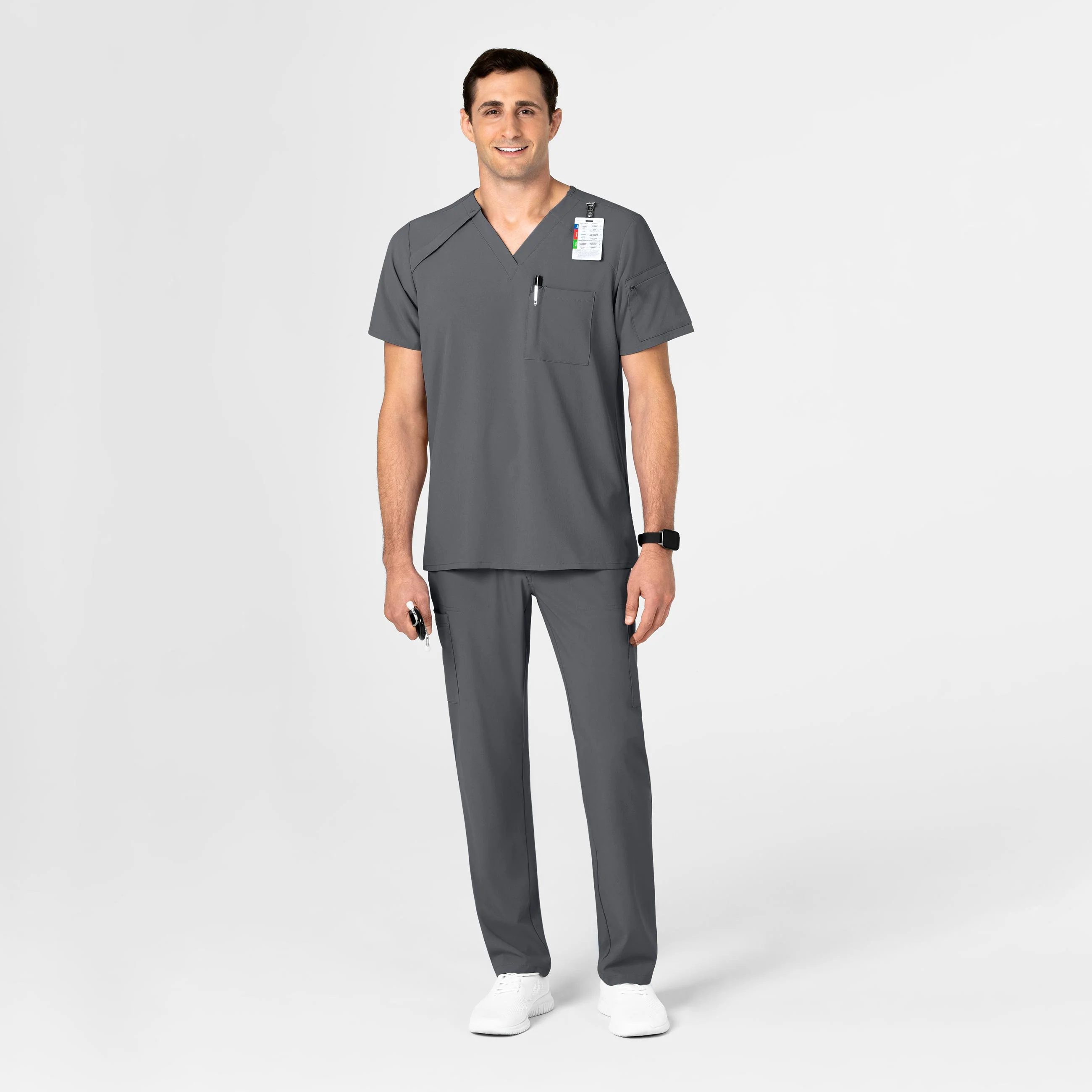 RENEW Men's EZ Zip Scrub Top - Pewter - Image 3