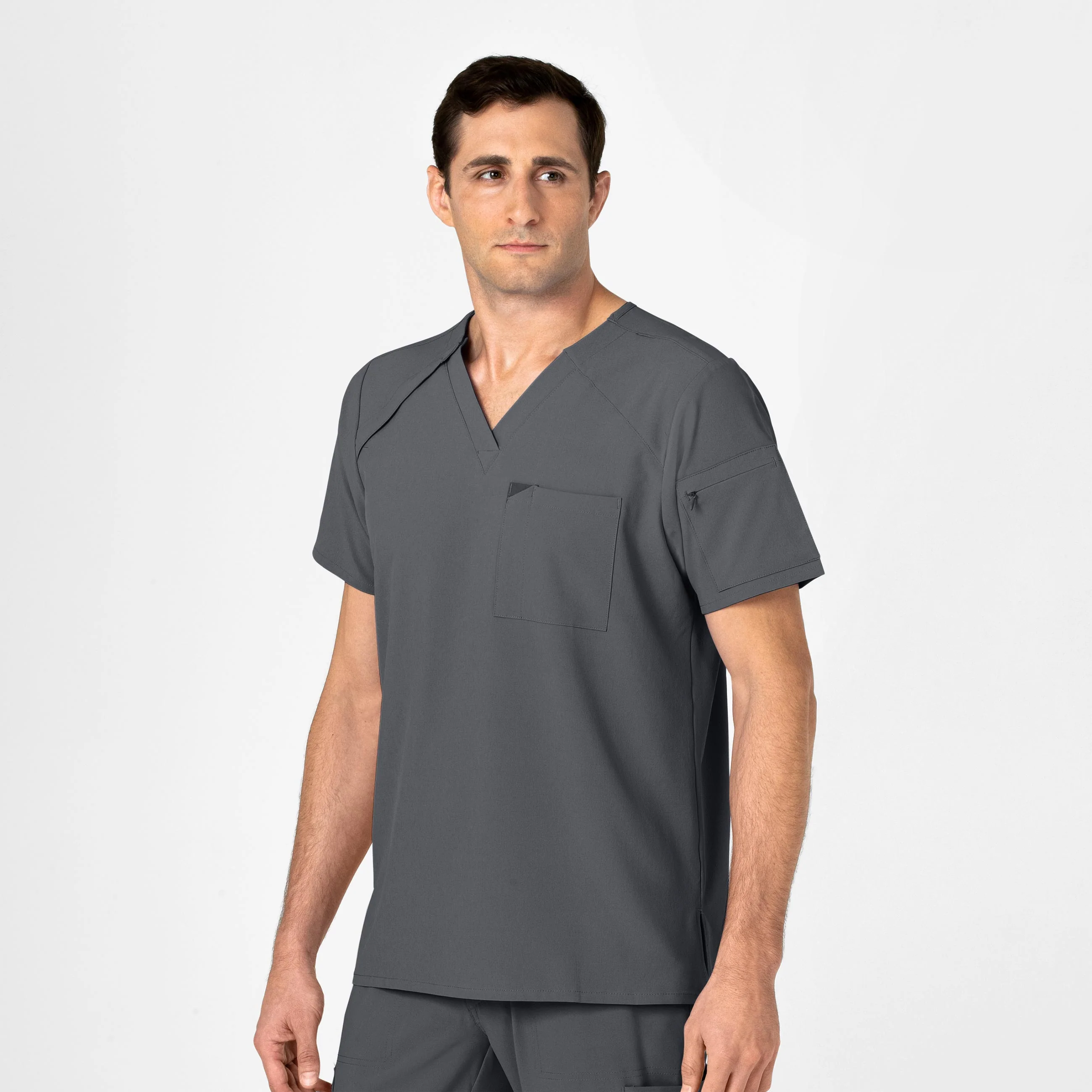 RENEW Men's EZ Zip Scrub Top - Pewter - Image 4