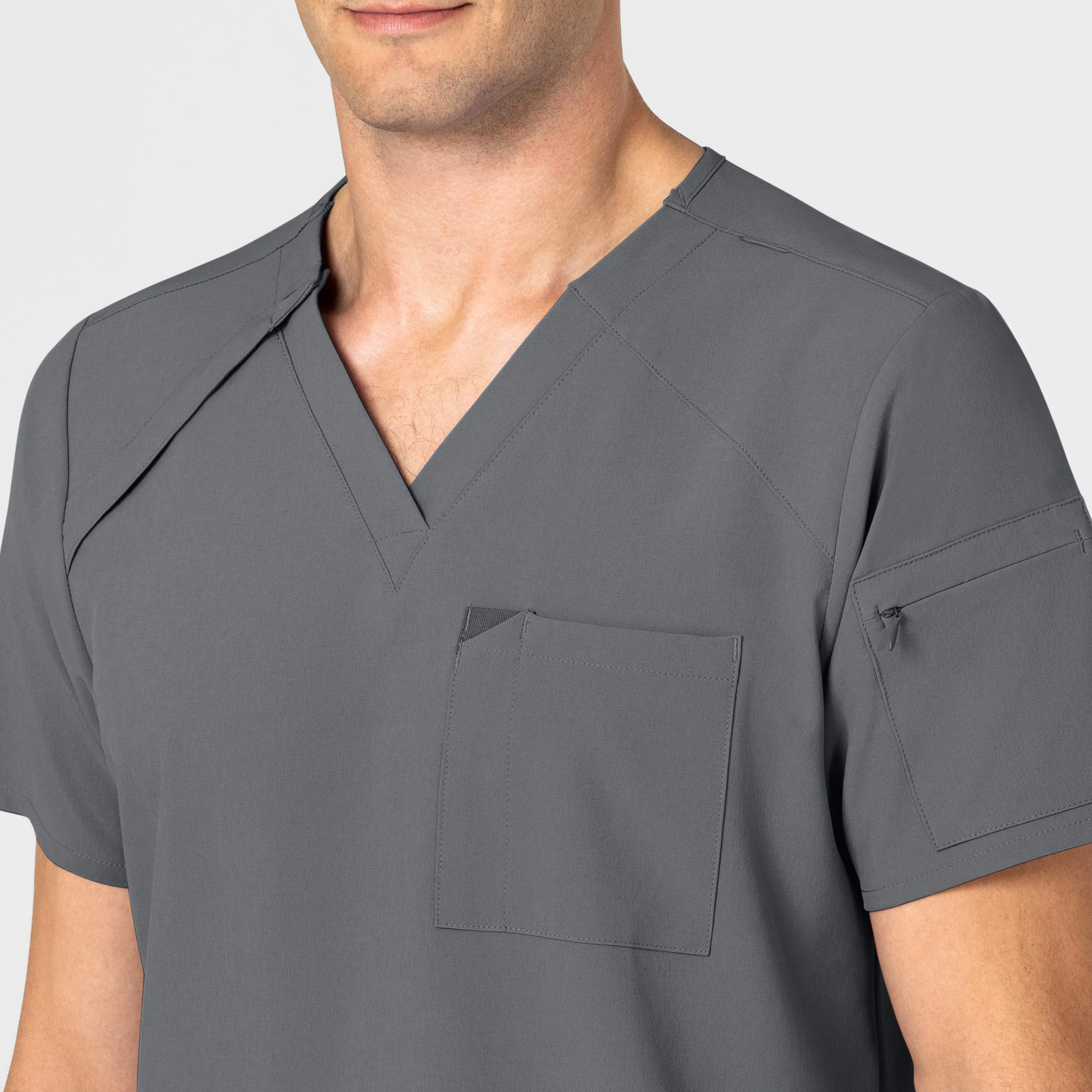 RENEW Men's EZ Zip Scrub Top - Pewter - Image 5