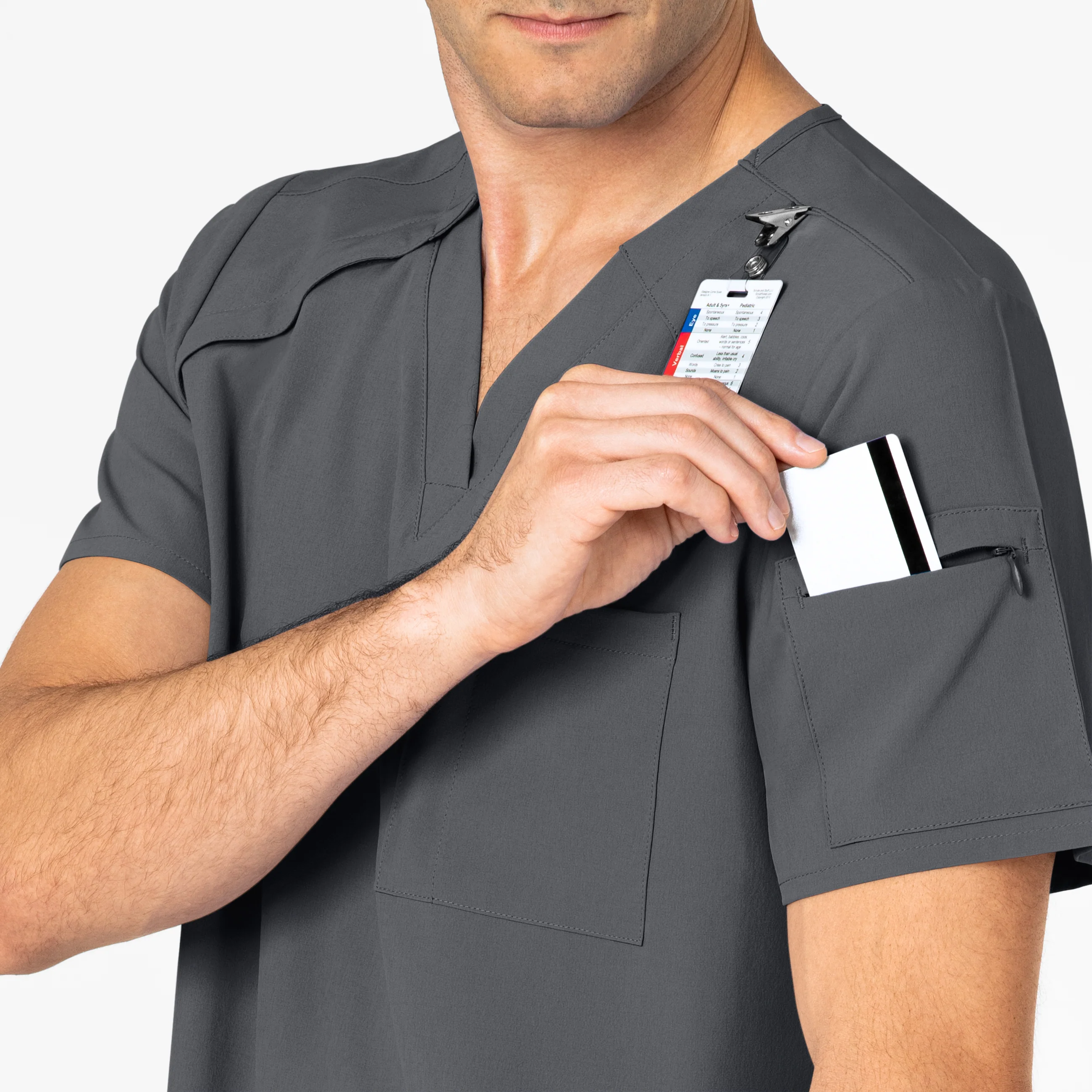RENEW Men's EZ Zip Scrub Top - Pewter - Image 7