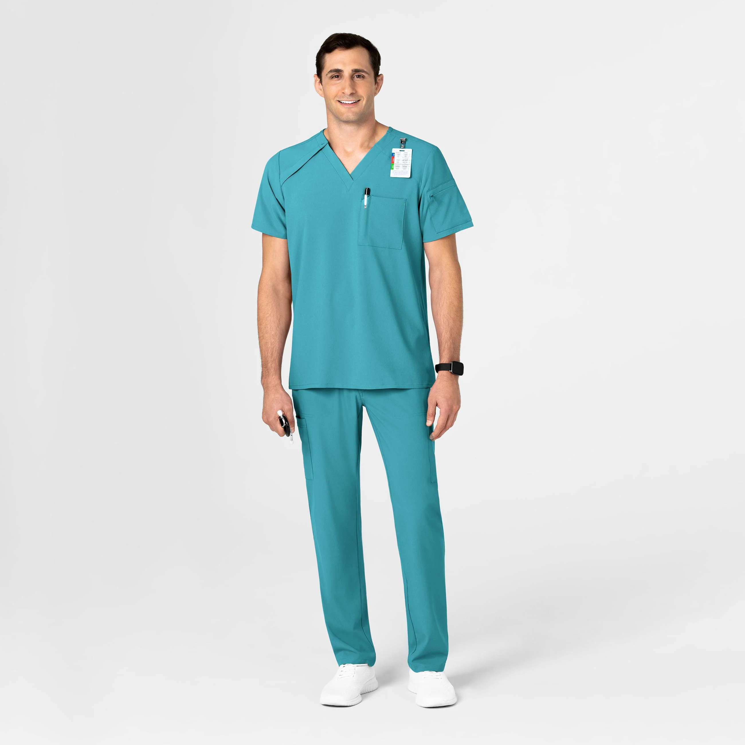 RENEW Men's EZ Zip Scrub Top - Teal Blue - Image 3
