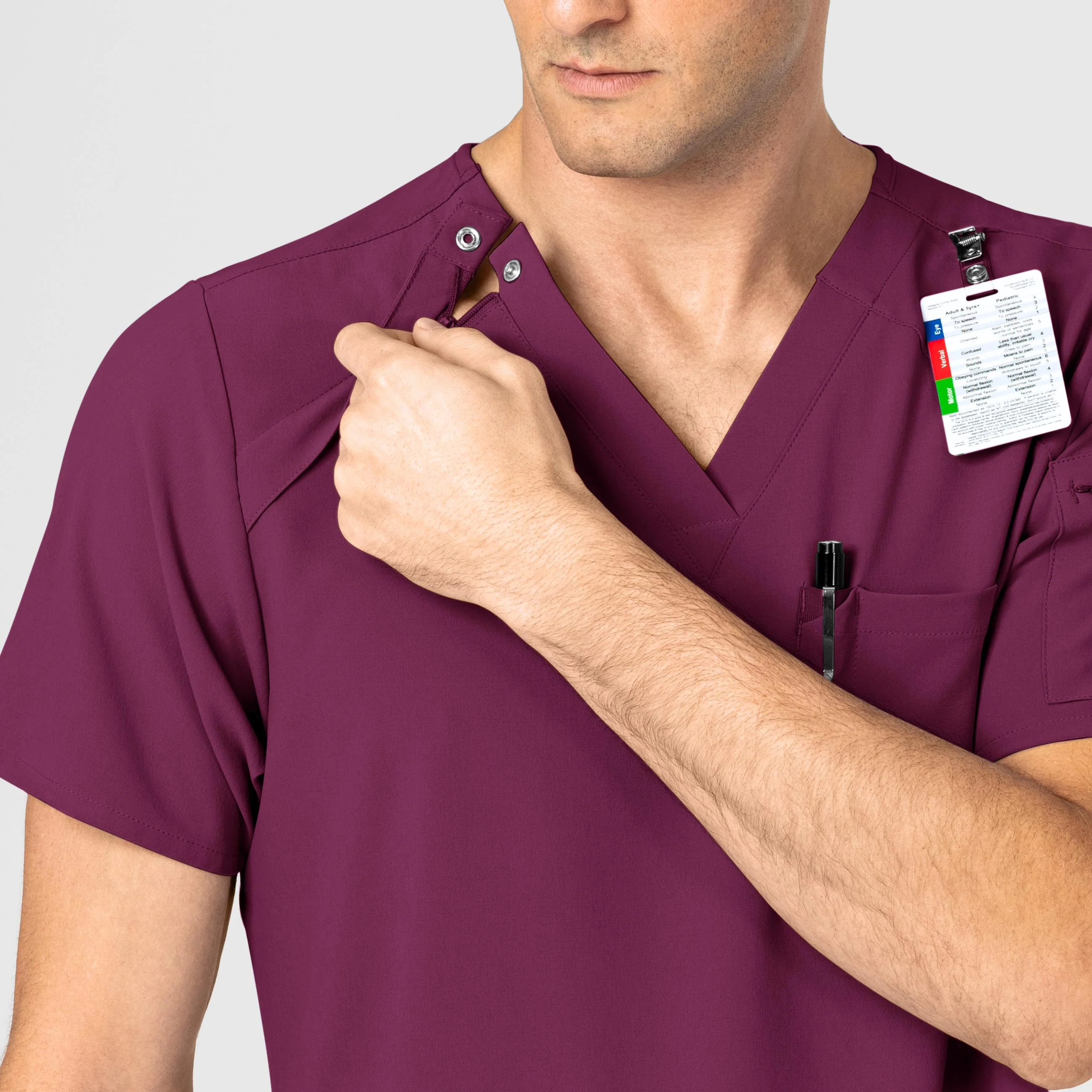 RENEW Men's EZ Zip Scrub Top - Wine - Image 6