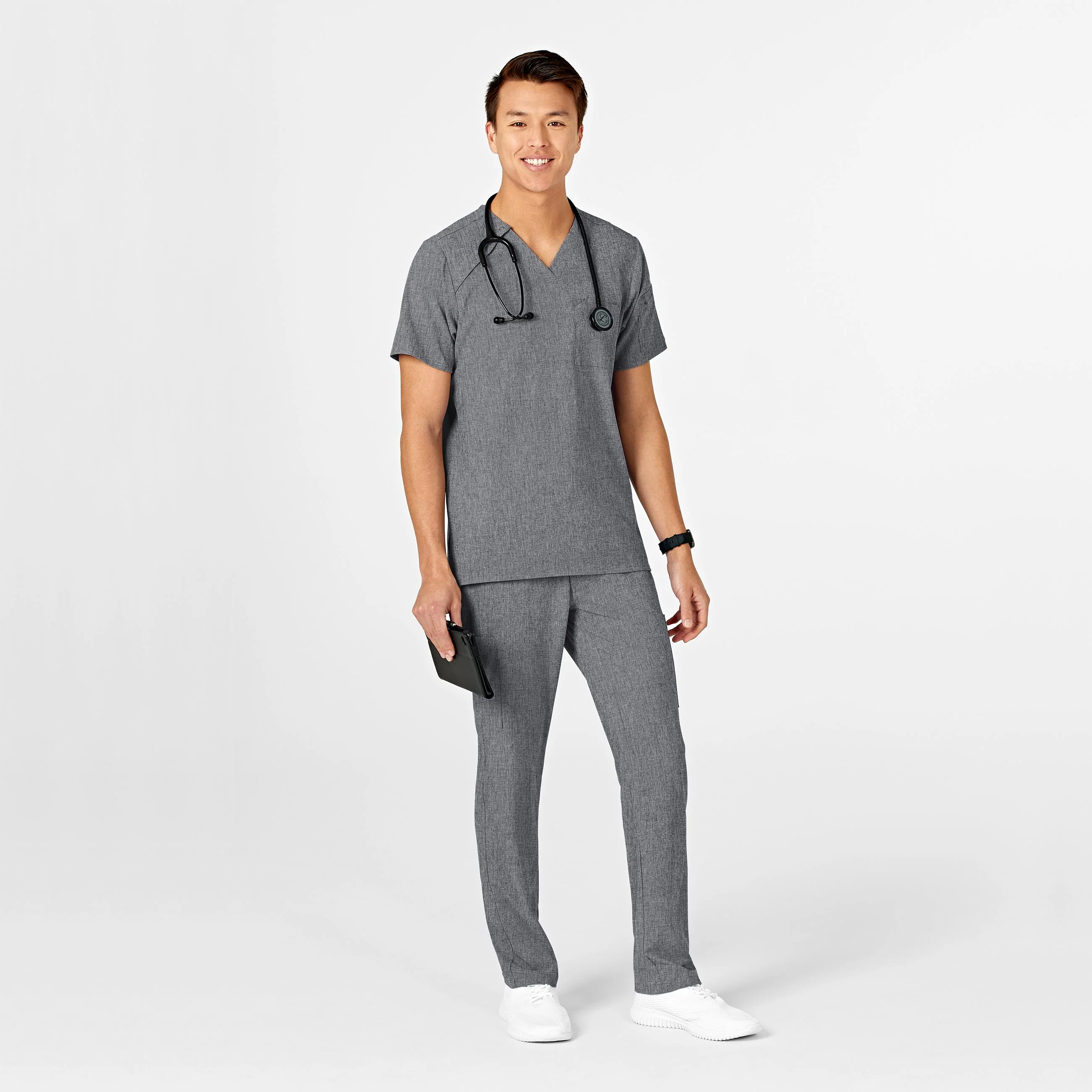 RENEW Mens Straight Slim Scrub Pant - Grey Heather - Image 3