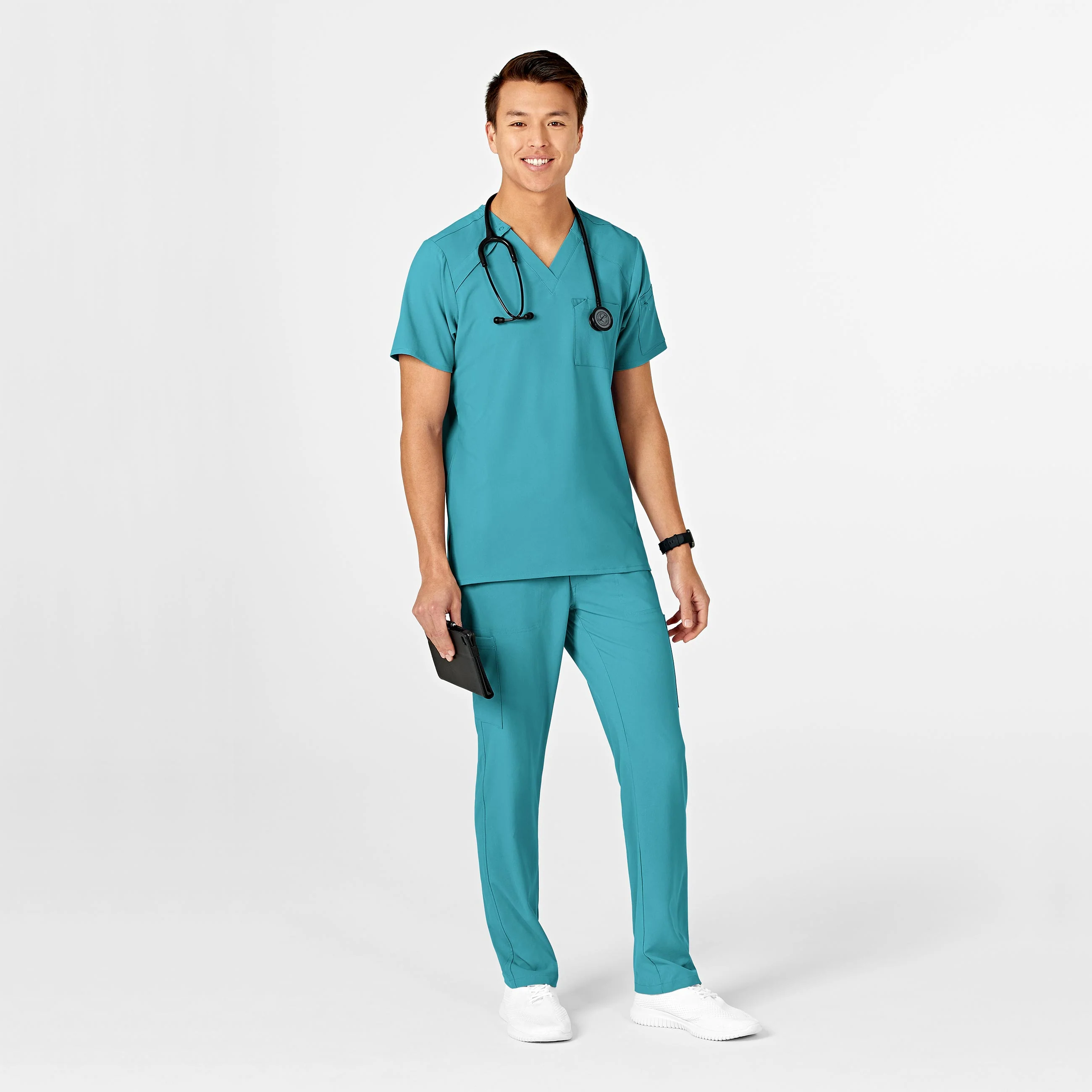 RENEW Mens Straight Slim Scrub Pant - Teal Blue - Image 3