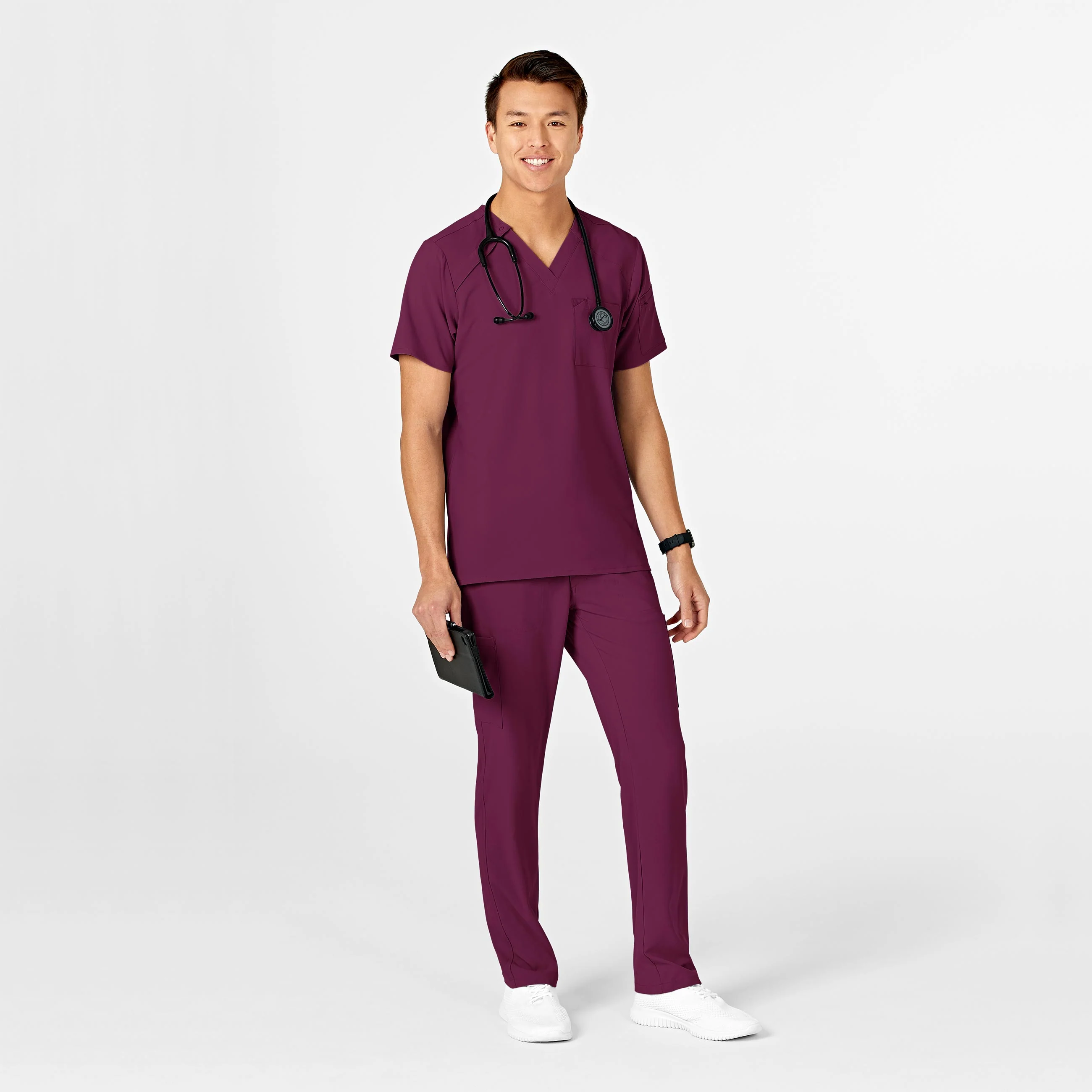 RENEW Mens Straight Slim Scrub Pant - Wine - Image 3