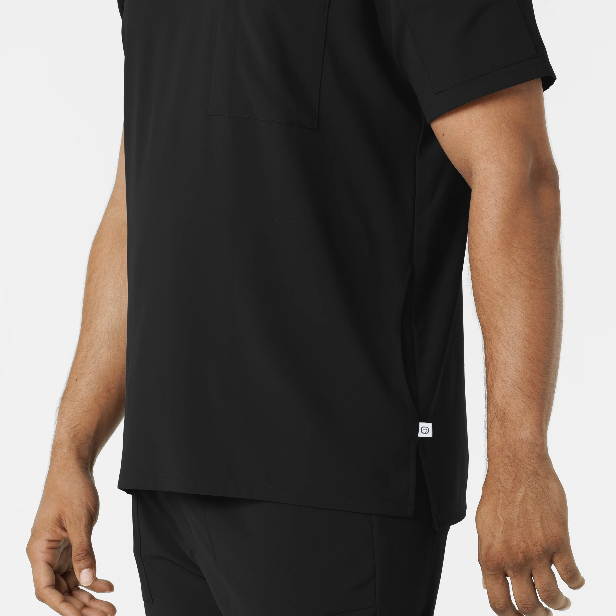 RENEW Men's V-Neck 5 Pocket Scrub Top - Black - Image 10