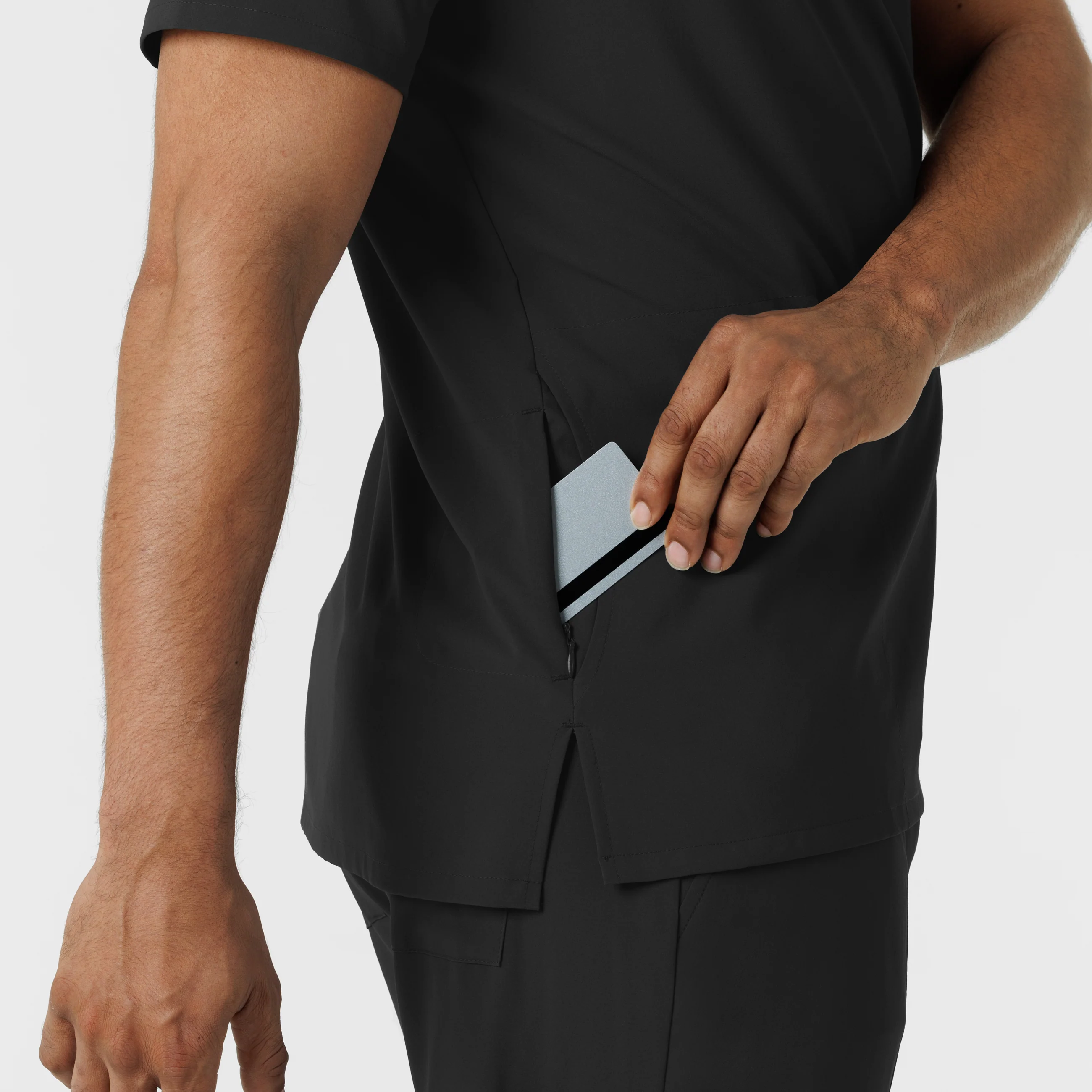 RENEW Men's V-Neck 5 Pocket Scrub Top - Black - Image 11