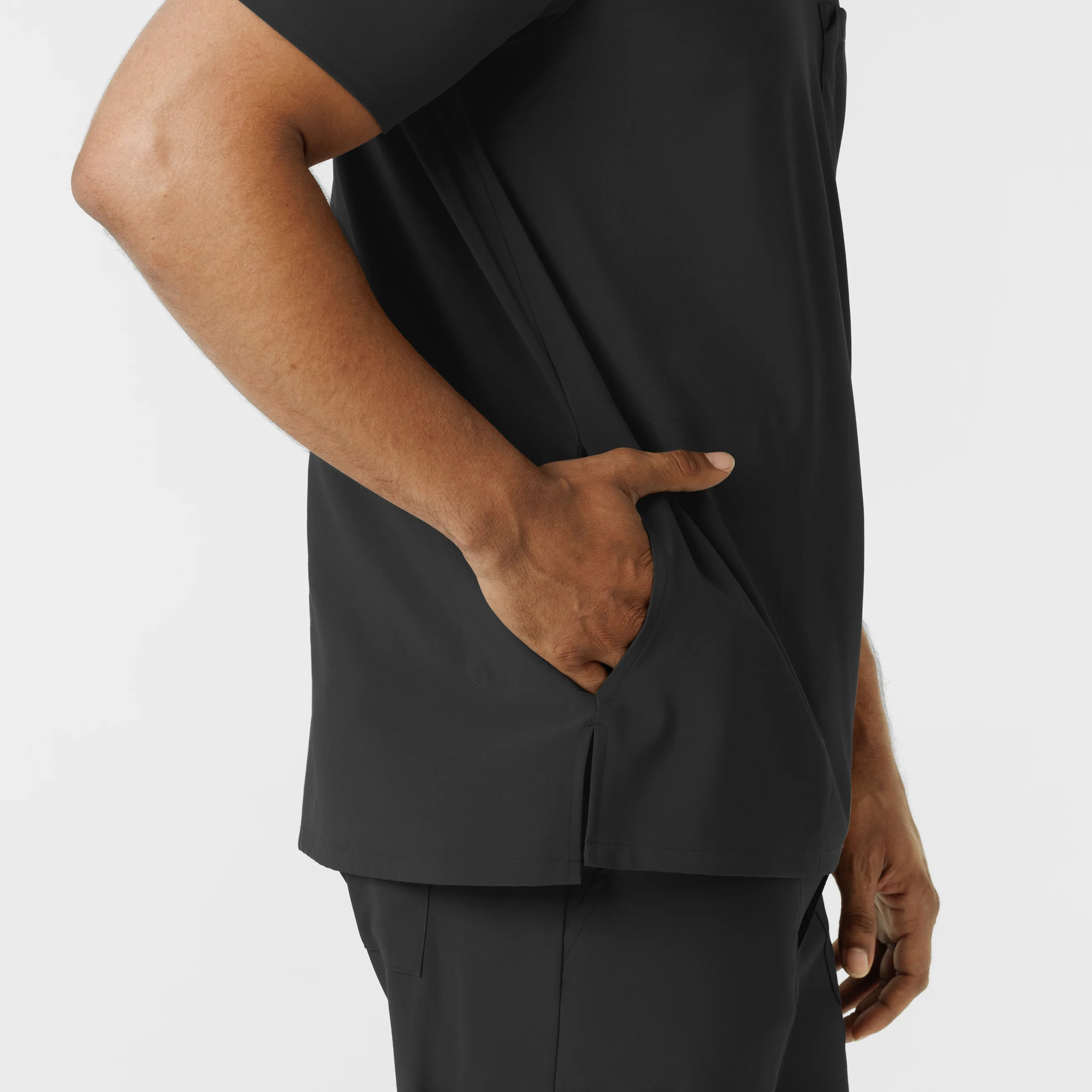 RENEW Men's V-Neck 5 Pocket Scrub Top - Black - Image 12