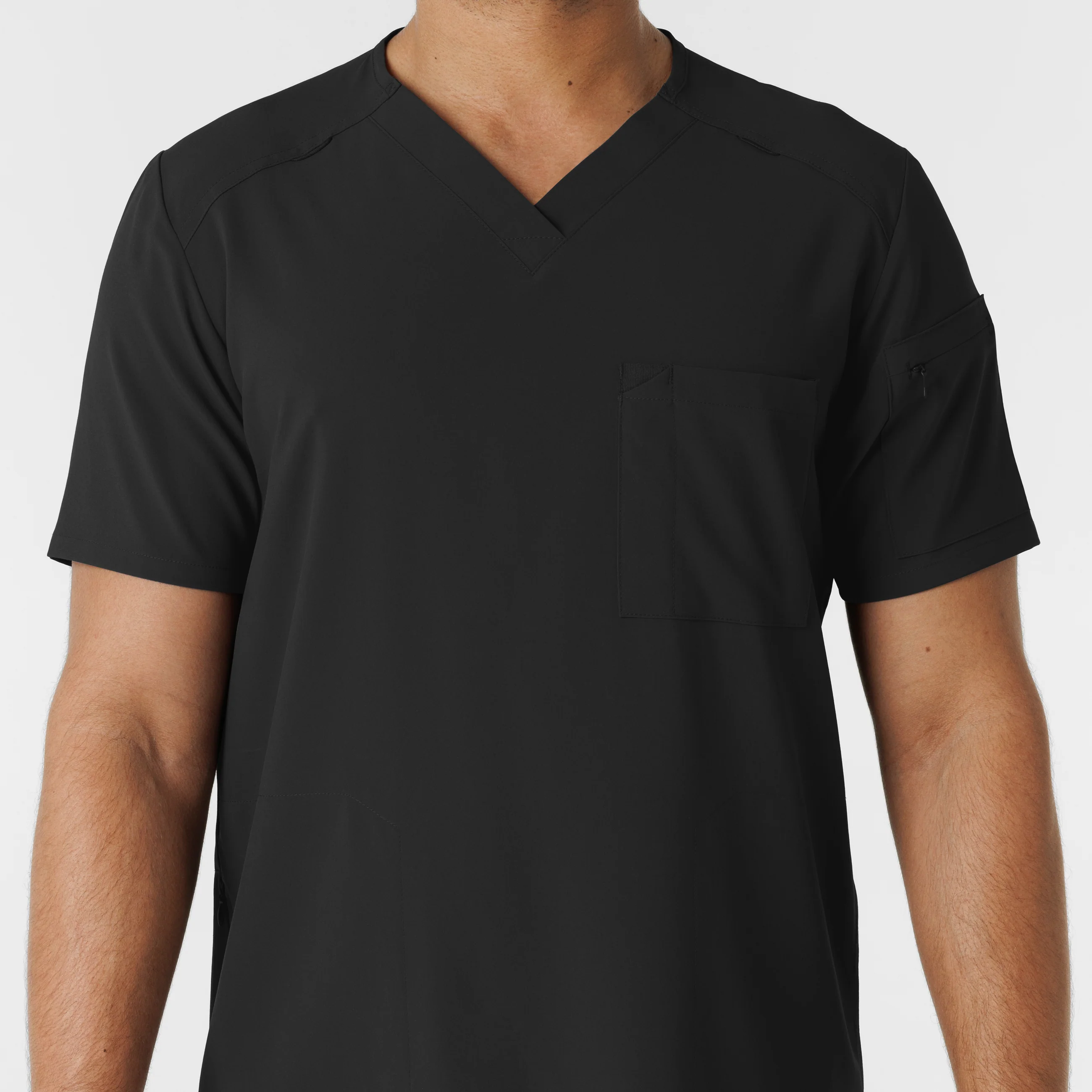 RENEW Men's V-Neck 5 Pocket Scrub Top - Black - Image 5
