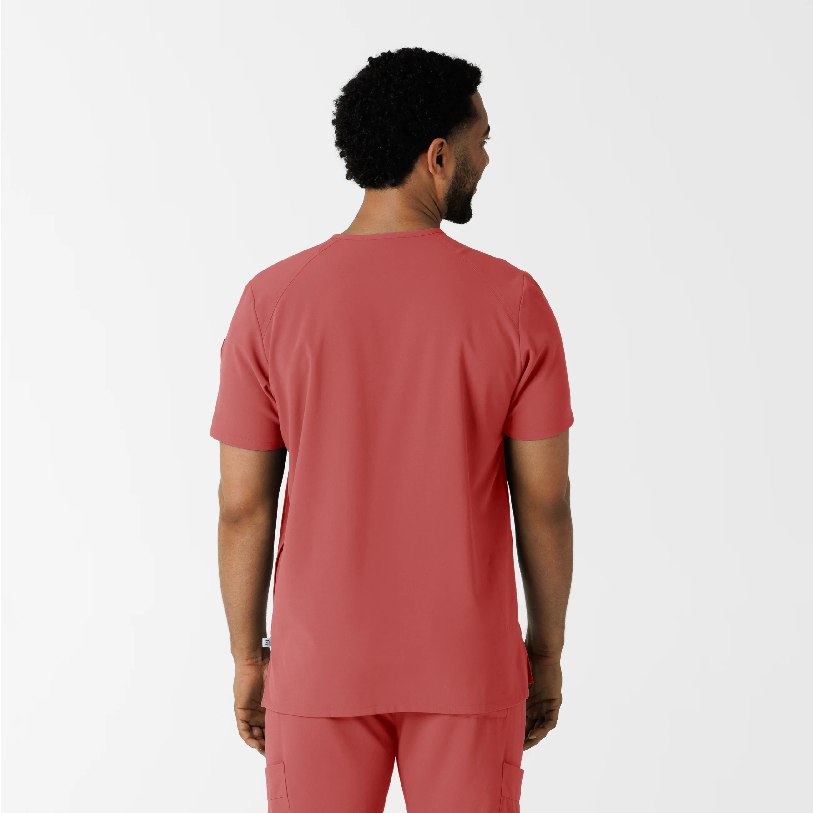 RENEW Men's V-Neck 5 Pocket Scrub Top - Mineral Red - Image 2