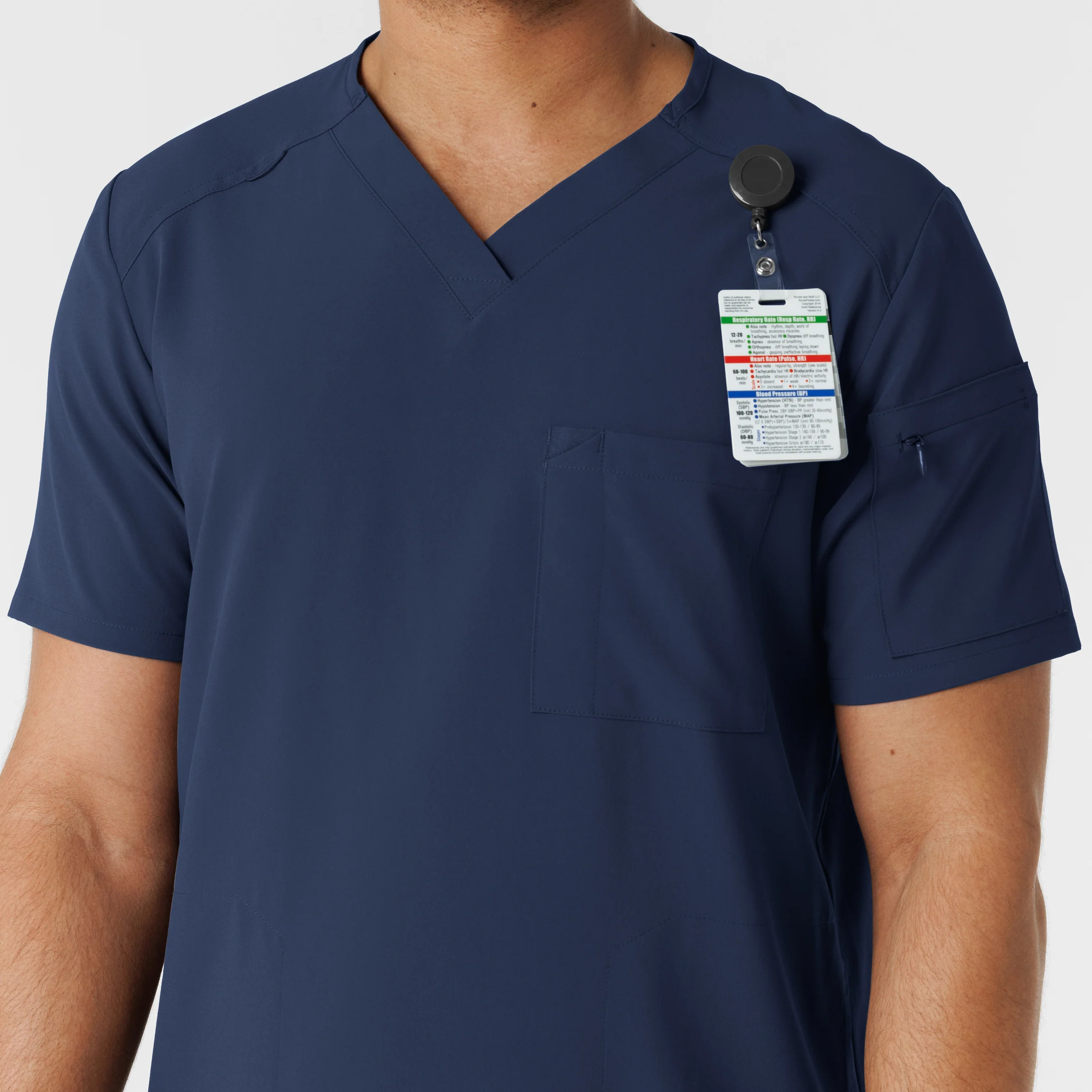 RENEW Men's V-Neck 5 Pocket Scrub Top - Navy - Image 8