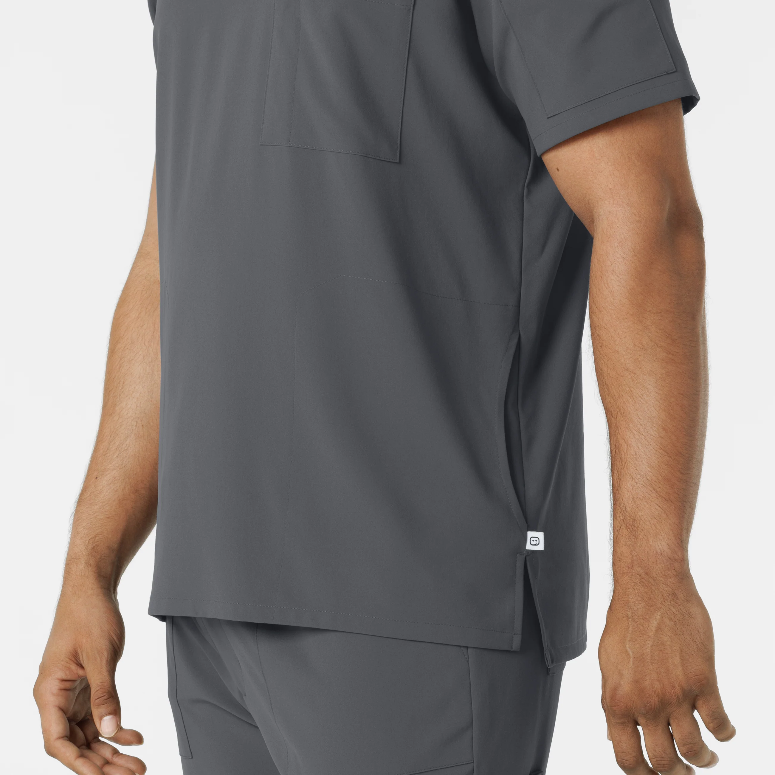 RENEW Men's V-Neck 5 Pocket Scrub Top - Pewter - Image 10