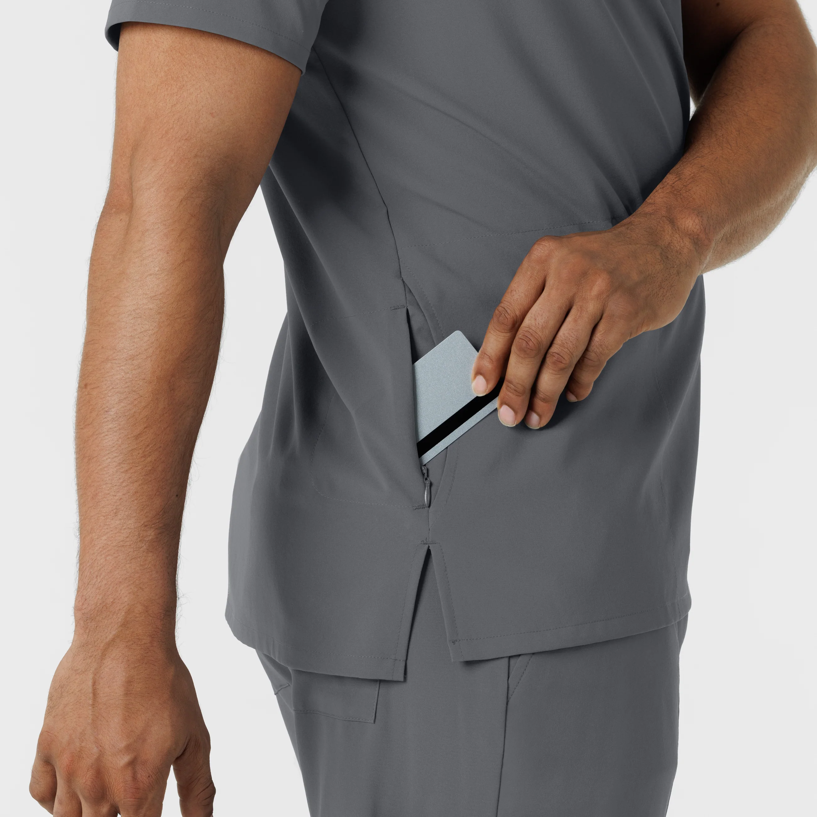 RENEW Men's V-Neck 5 Pocket Scrub Top - Pewter - Image 11