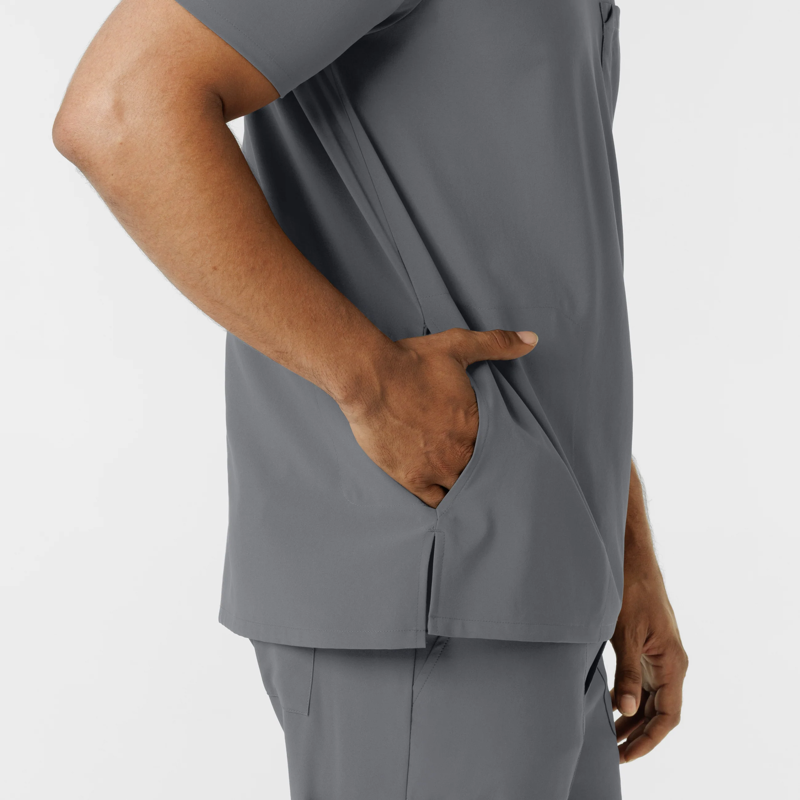 RENEW Men's V-Neck 5 Pocket Scrub Top - Pewter - Image 12