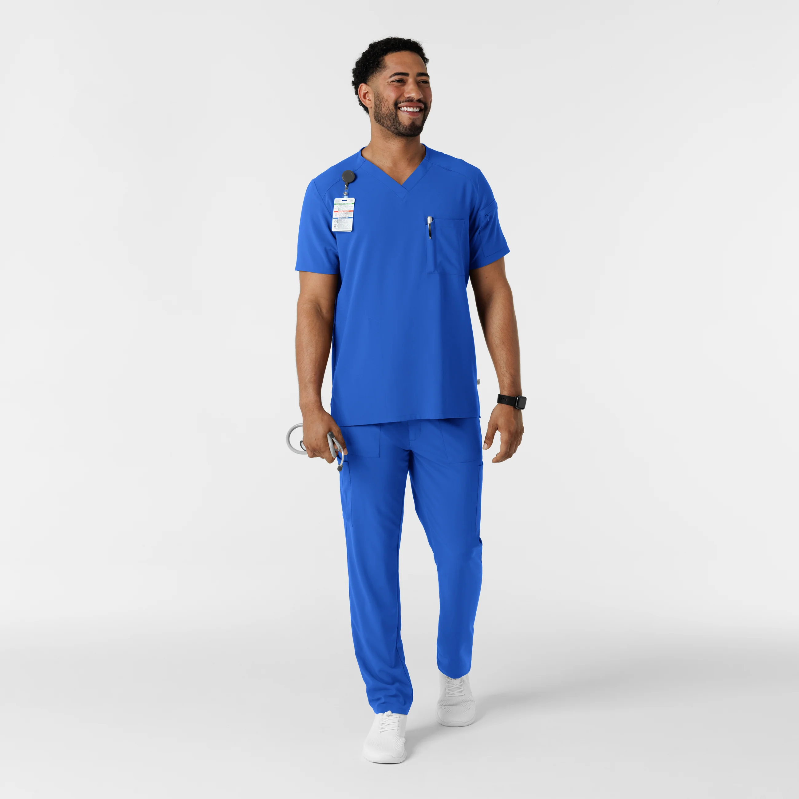 RENEW Men's V-Neck 5 Pocket Scrub Top - Royal - Image 3