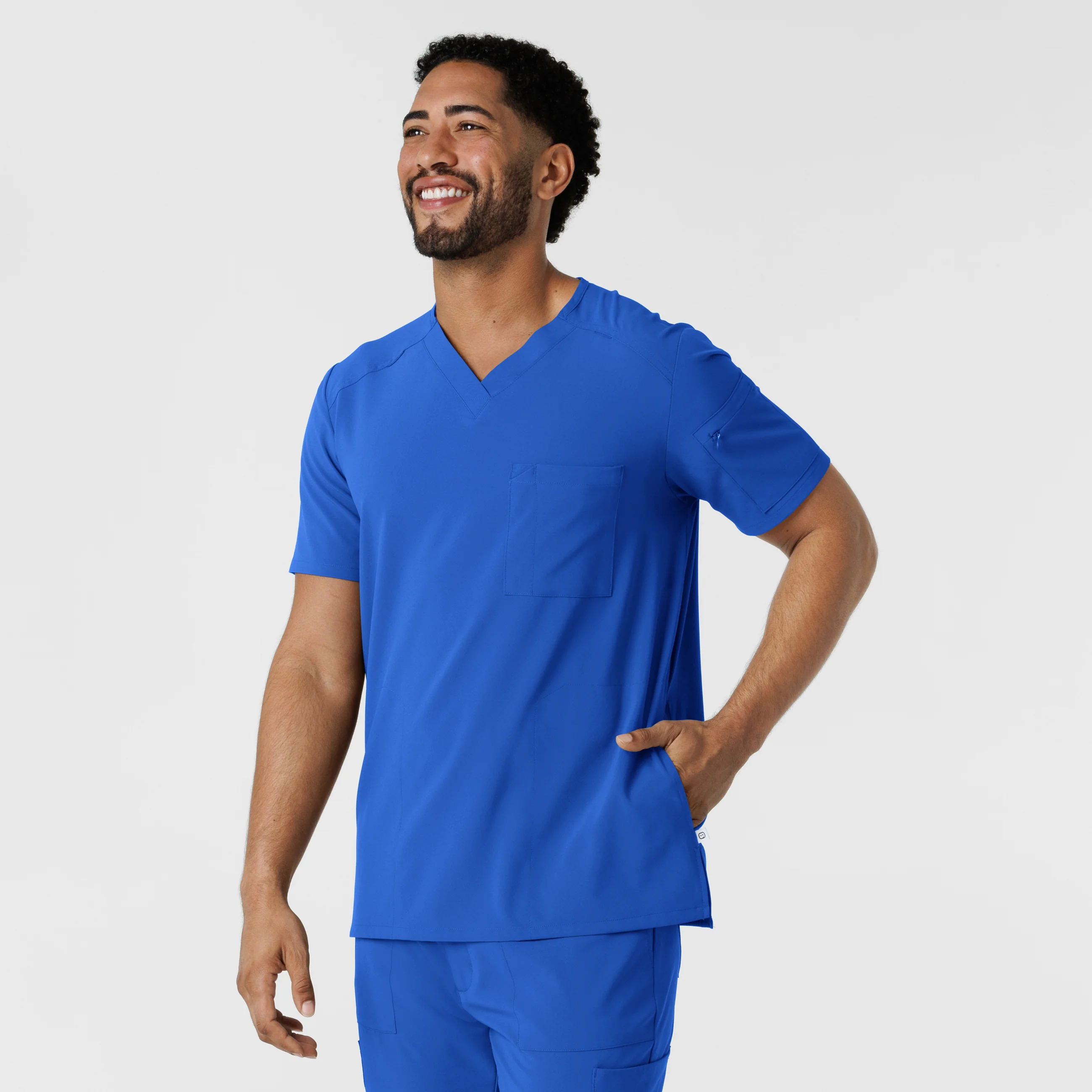 RENEW Men's V-Neck 5 Pocket Scrub Top - Royal - Image 4