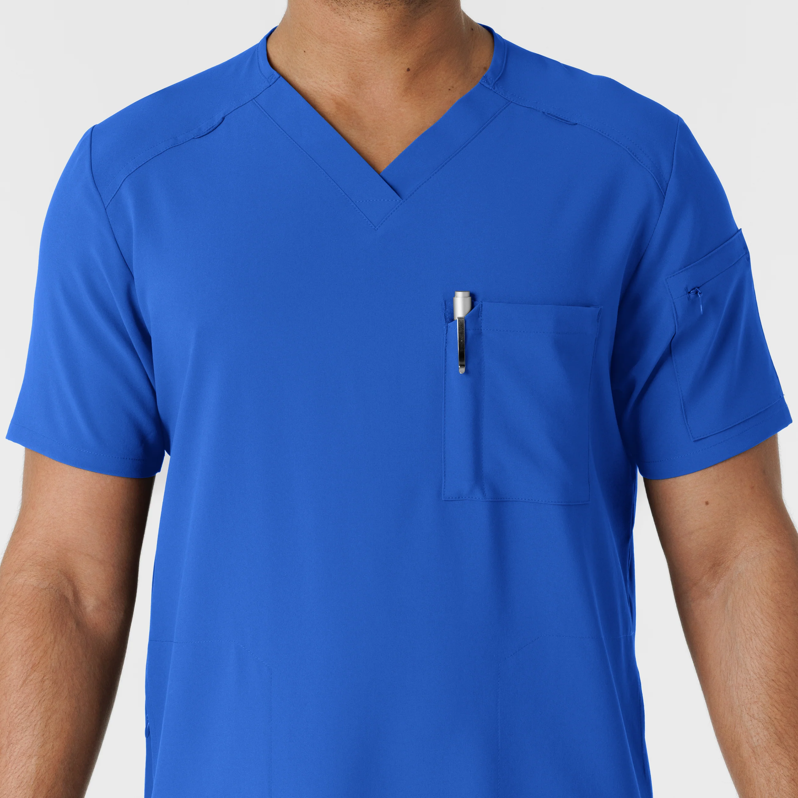 RENEW Men's V-Neck 5 Pocket Scrub Top - Royal - Image 6