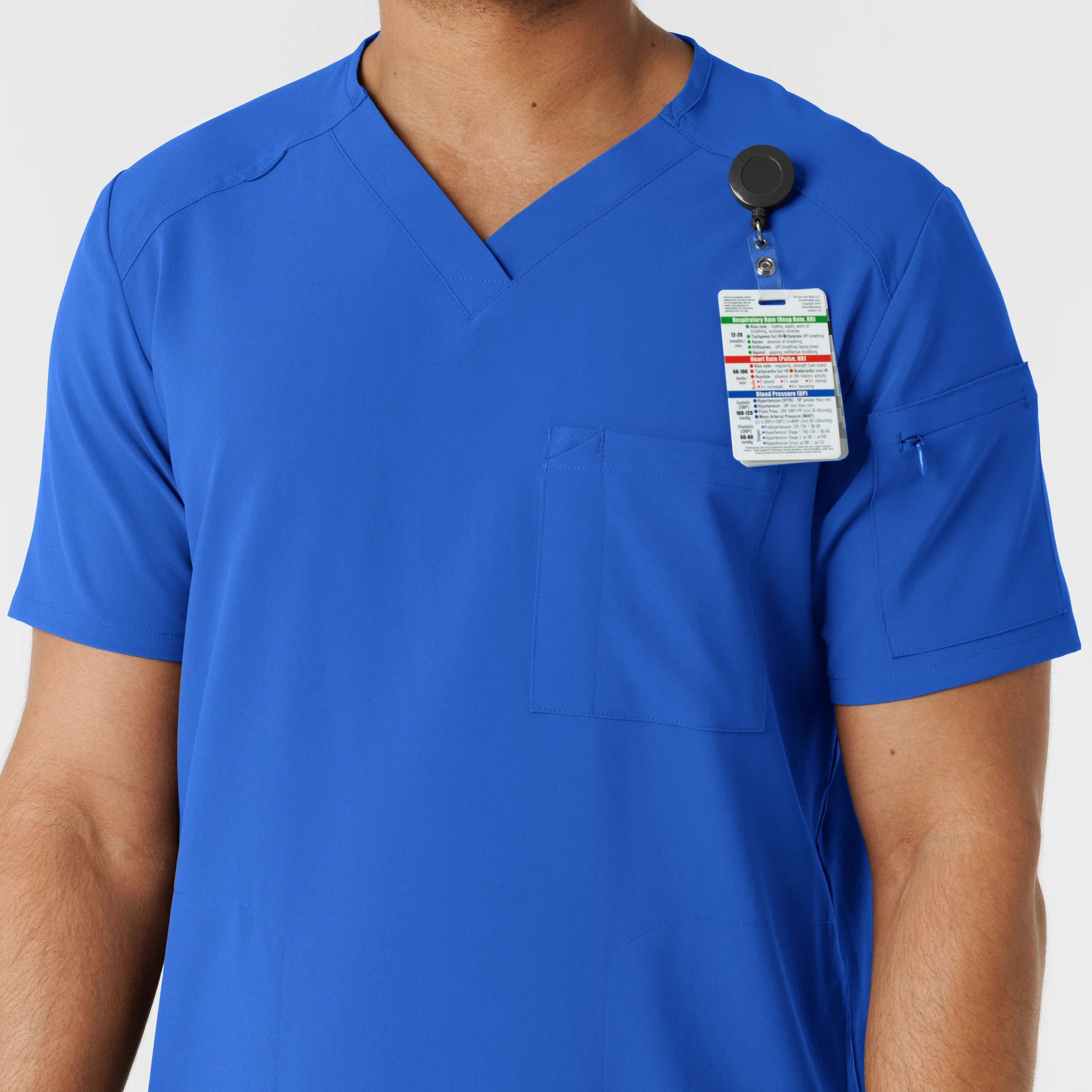 RENEW Men's V-Neck 5 Pocket Scrub Top - Royal - Image 8