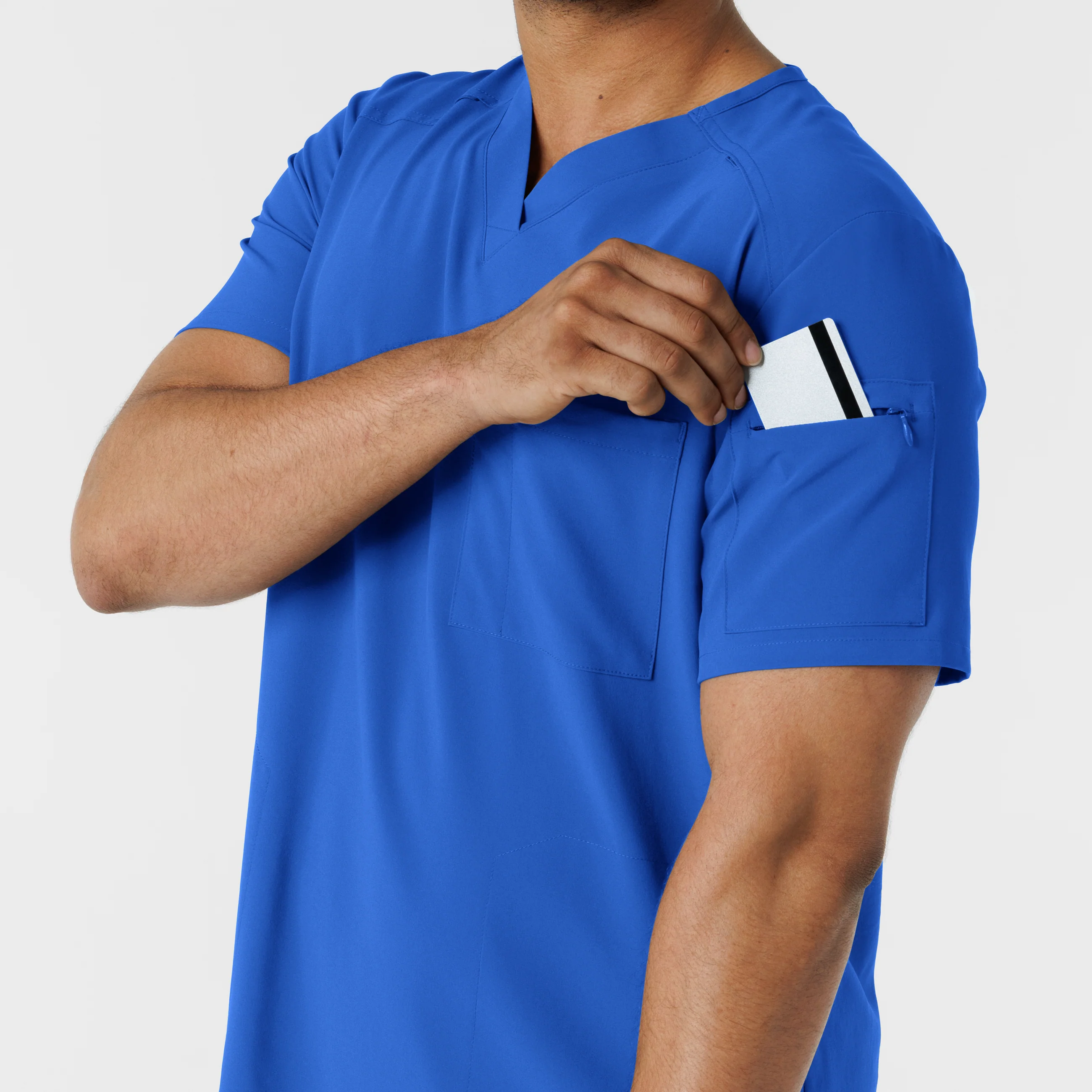 RENEW Men's V-Neck 5 Pocket Scrub Top - Royal - Image 9