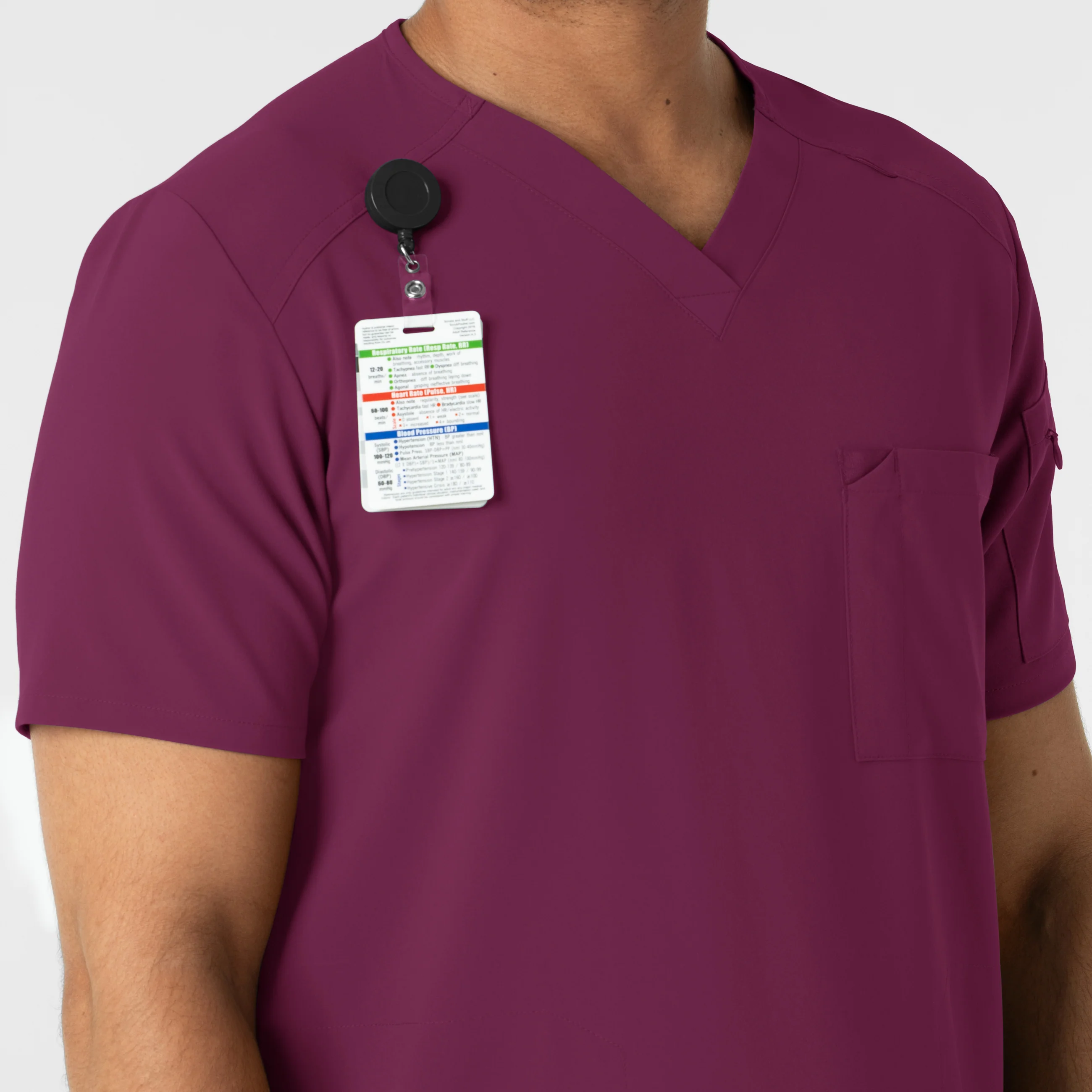 RENEW Men's V-Neck 5 Pocket Scrub Top - Wine - Image 7