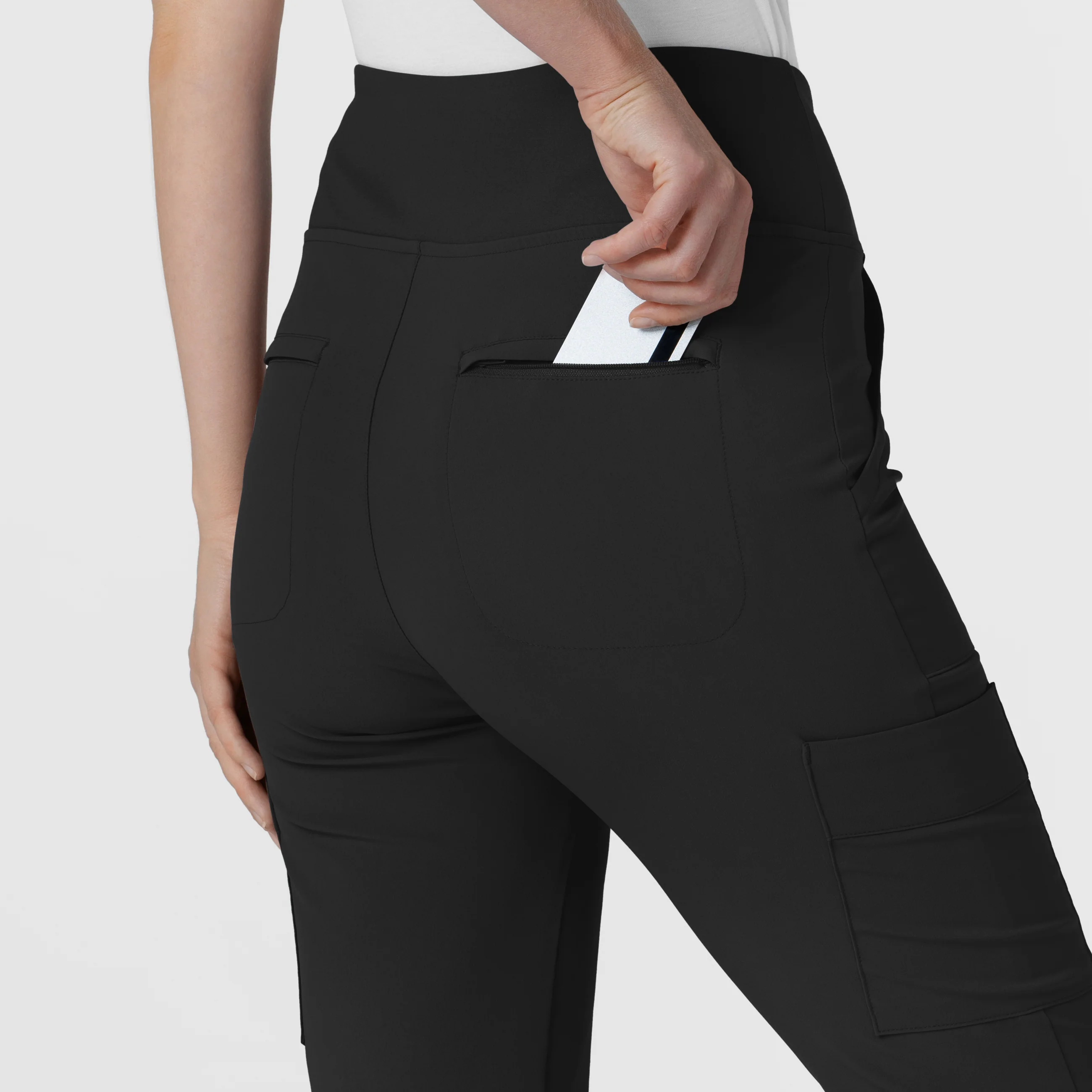 RENEW Women's Cargo Flare Scrub Pant - Black - Image 10