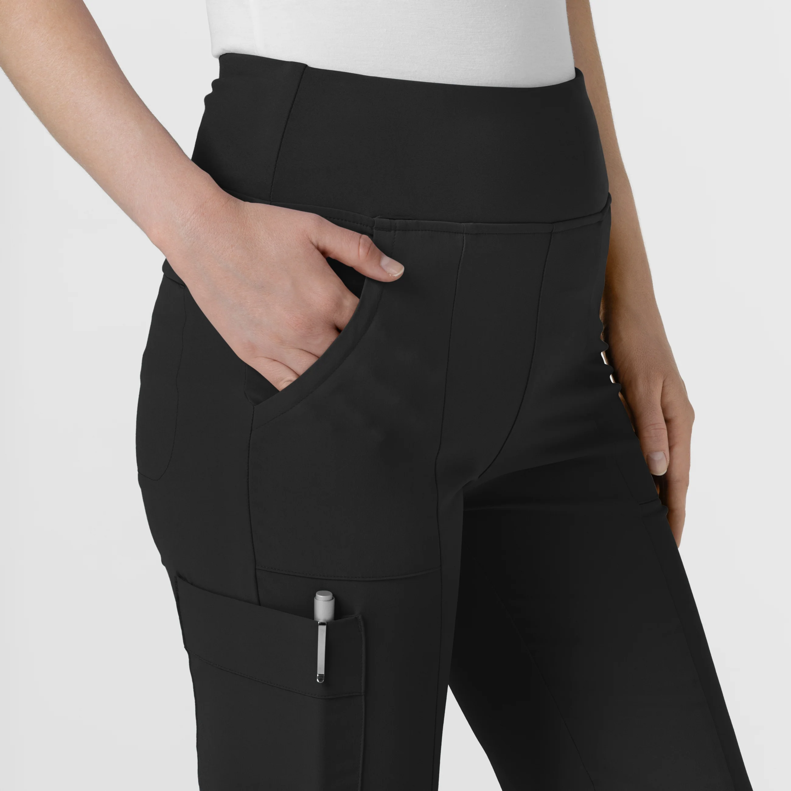 RENEW Women's Cargo Flare Scrub Pant - Black - Image 8