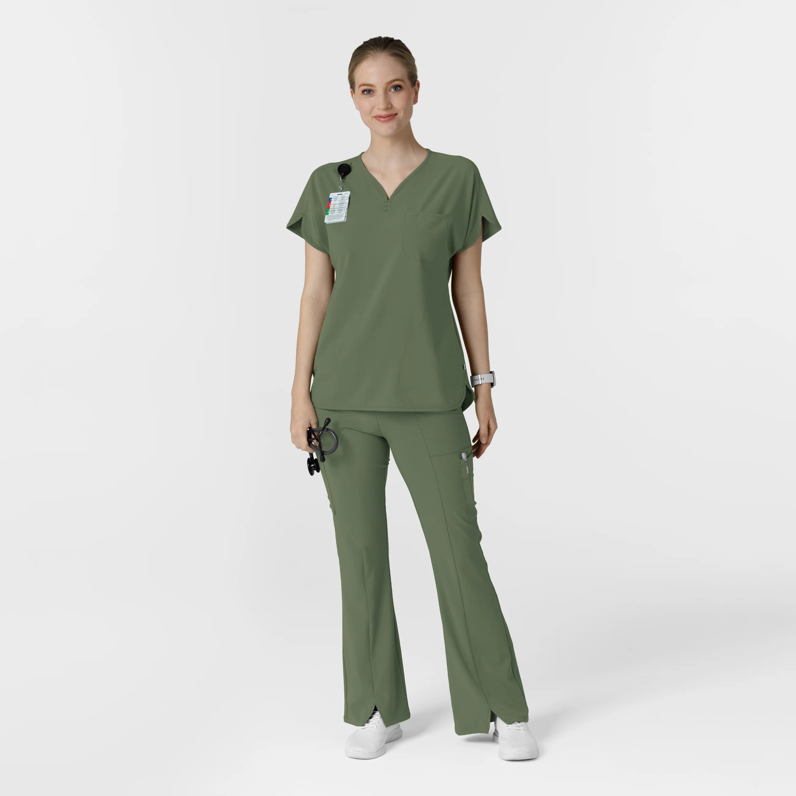 RENEW Women's Cargo Flare Scrub Pant - Olive - Image 3