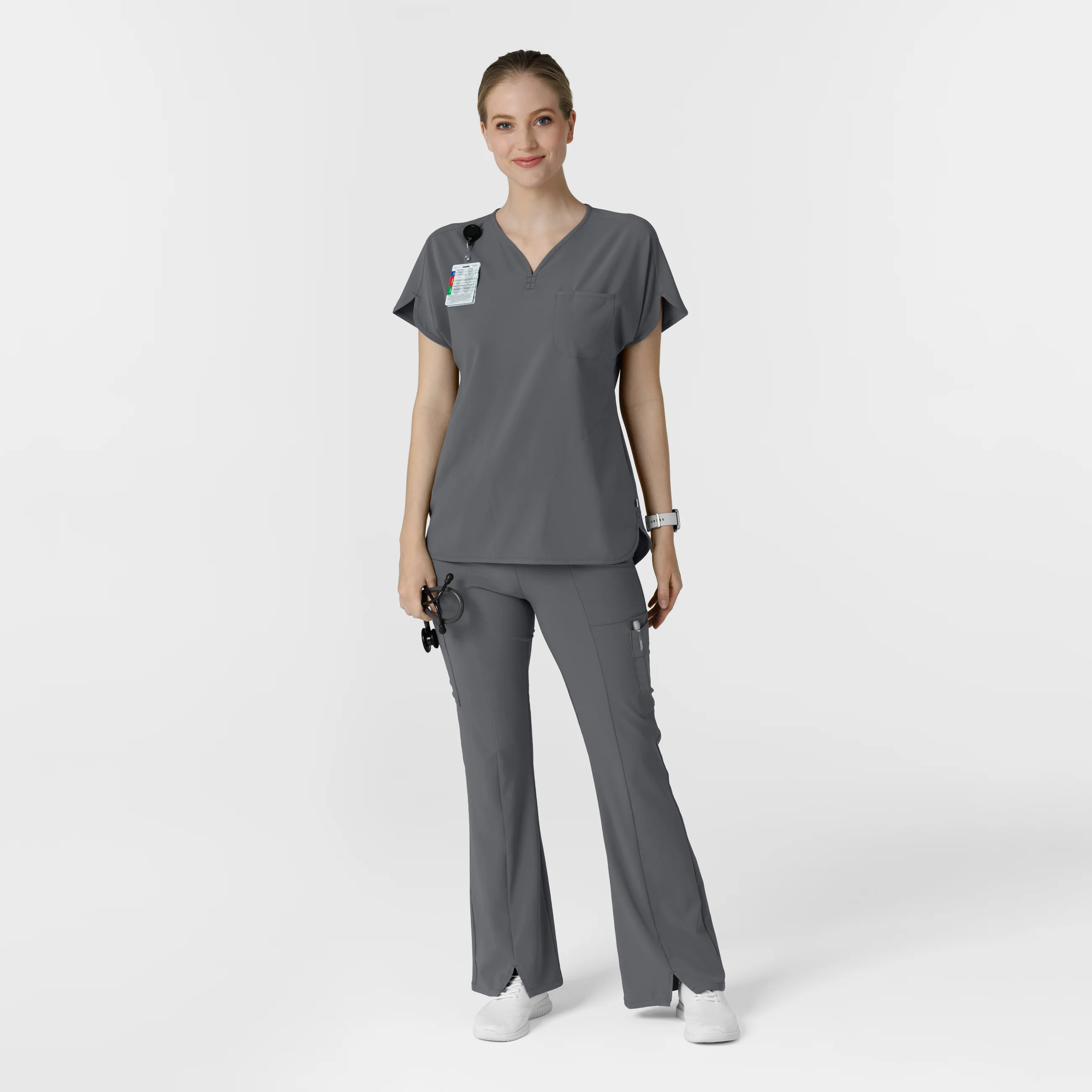 RENEW Women's Cargo Flare Scrub Pant - Pewter - Image 3