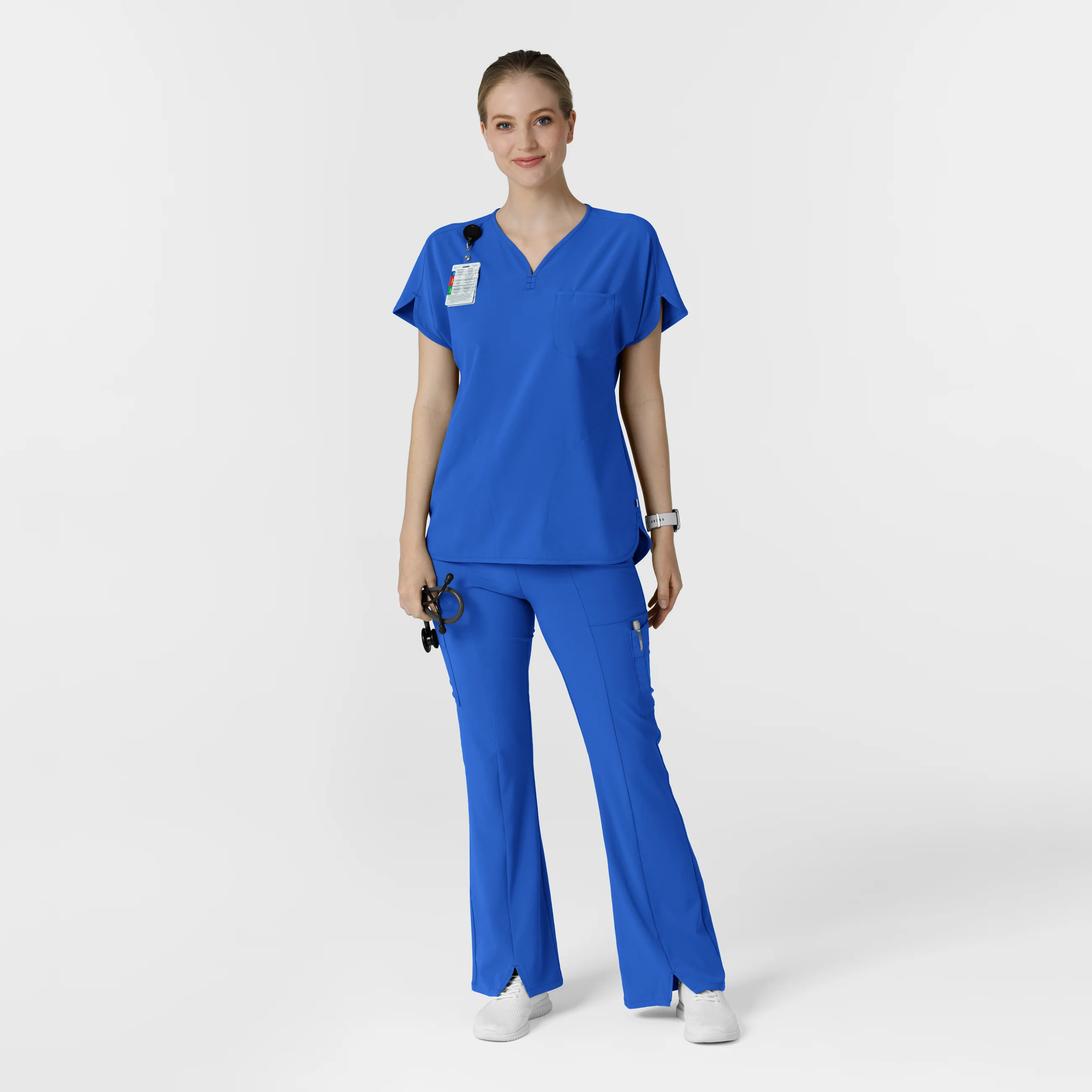 RENEW Women's Cargo Flare Scrub Pant - Royal - Image 3