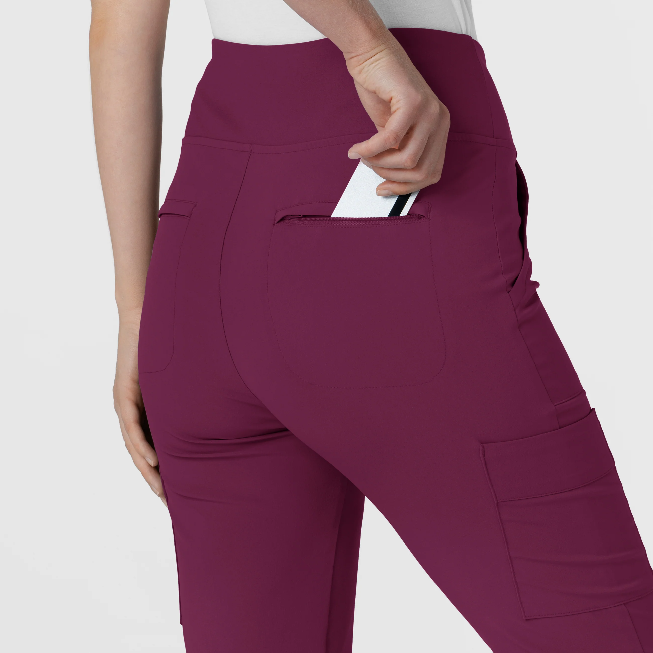 RENEW Women's Cargo Flare Scrub Pant - Wine - Image 10