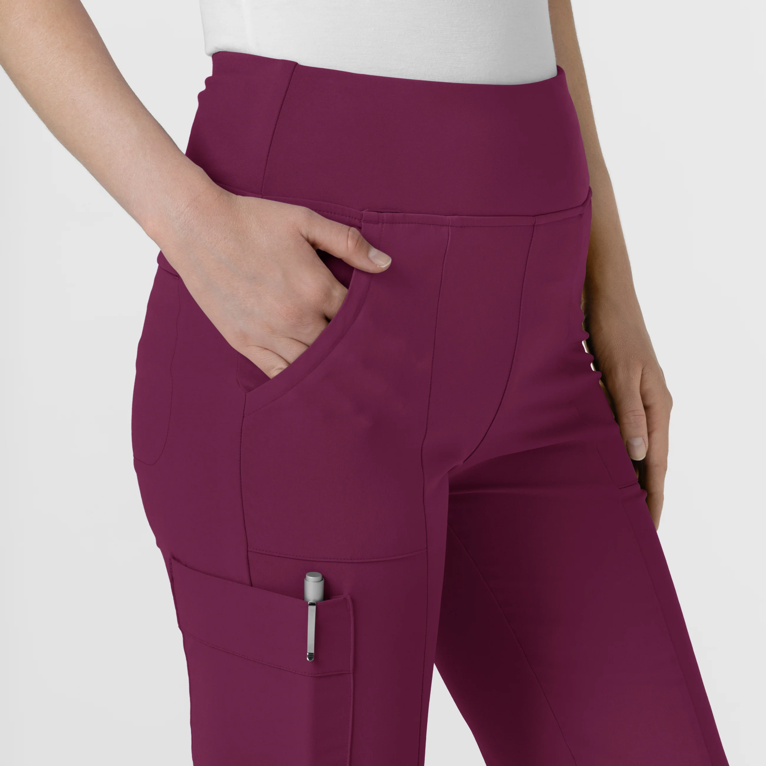 RENEW Women's Cargo Flare Scrub Pant - Wine - Image 8