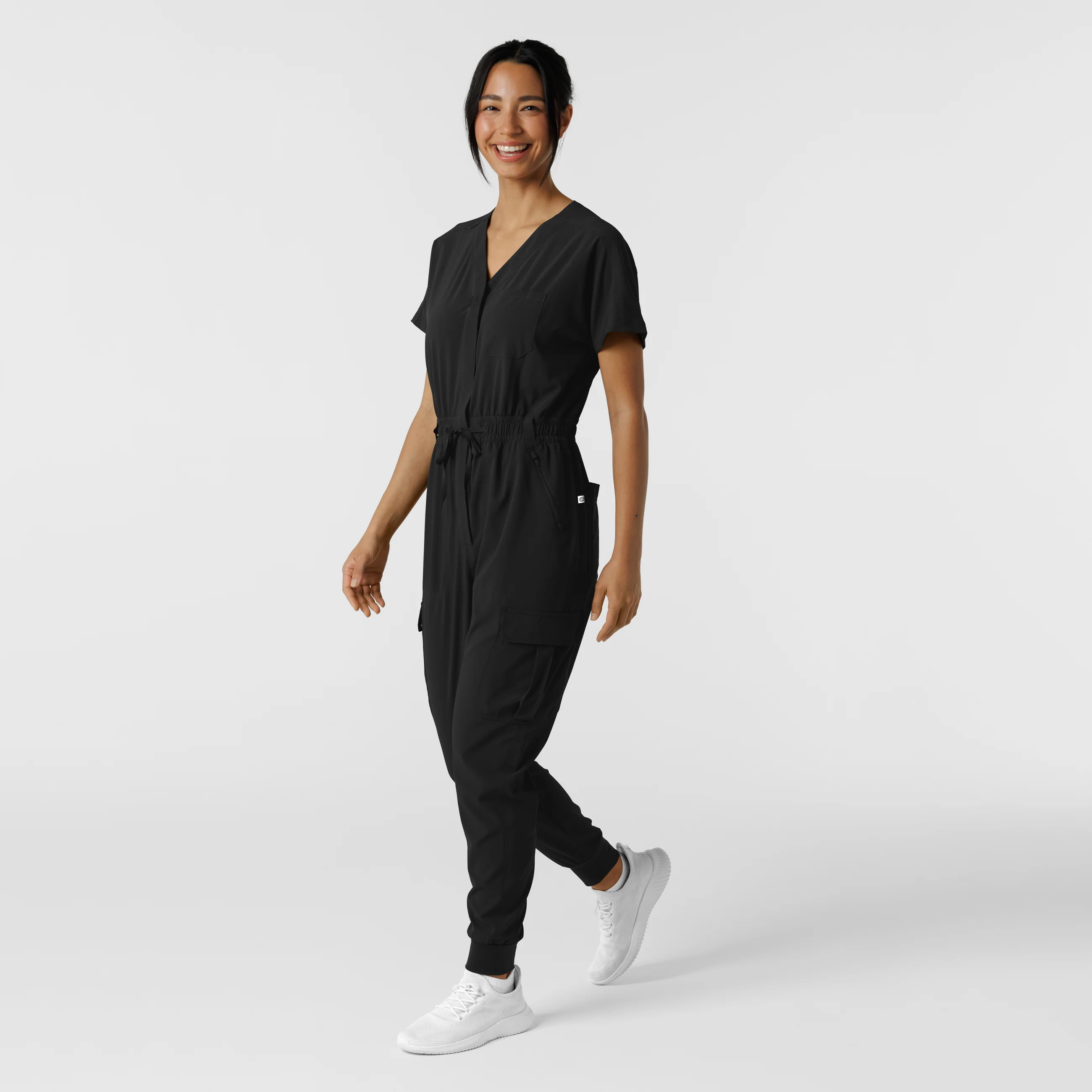 RENEW Women's Cargo Jogger Scrub Jumpsuit - Black - Image 4