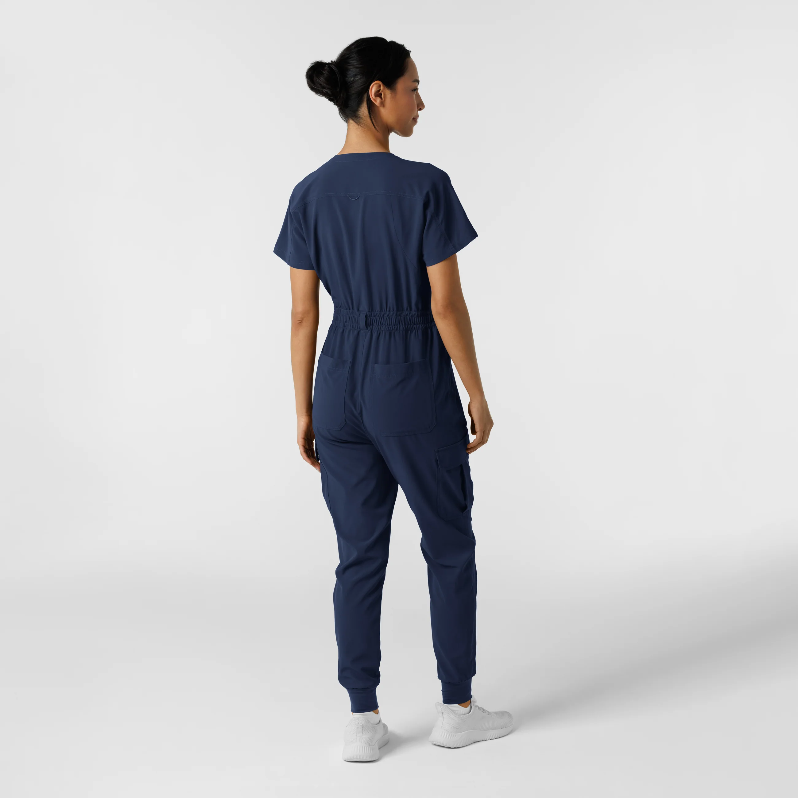 RENEW Women's Cargo Jogger Scrub Jumpsuit - Navy - Image 2