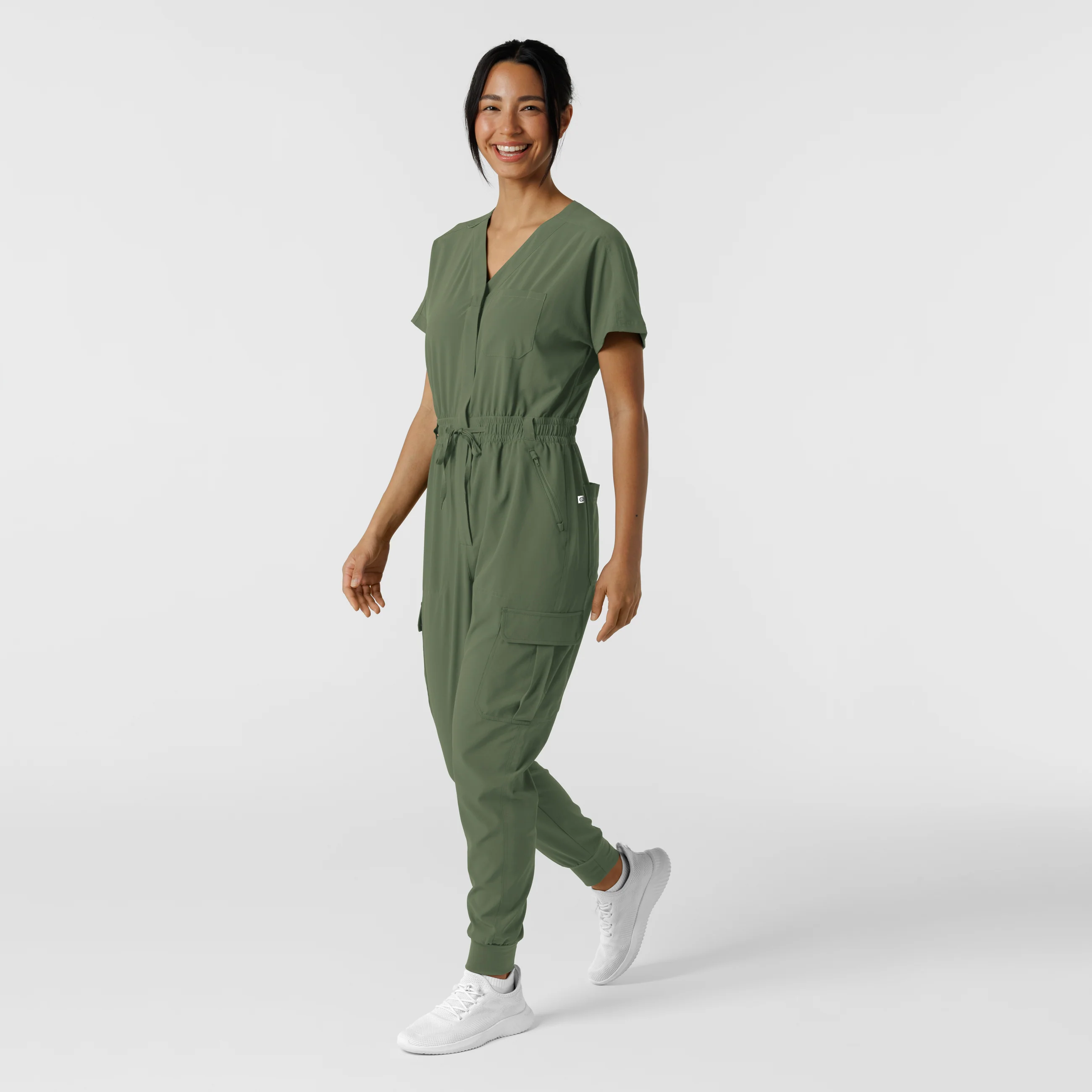 RENEW Women's Cargo Jogger Scrub Jumpsuit - Olive - Image 4