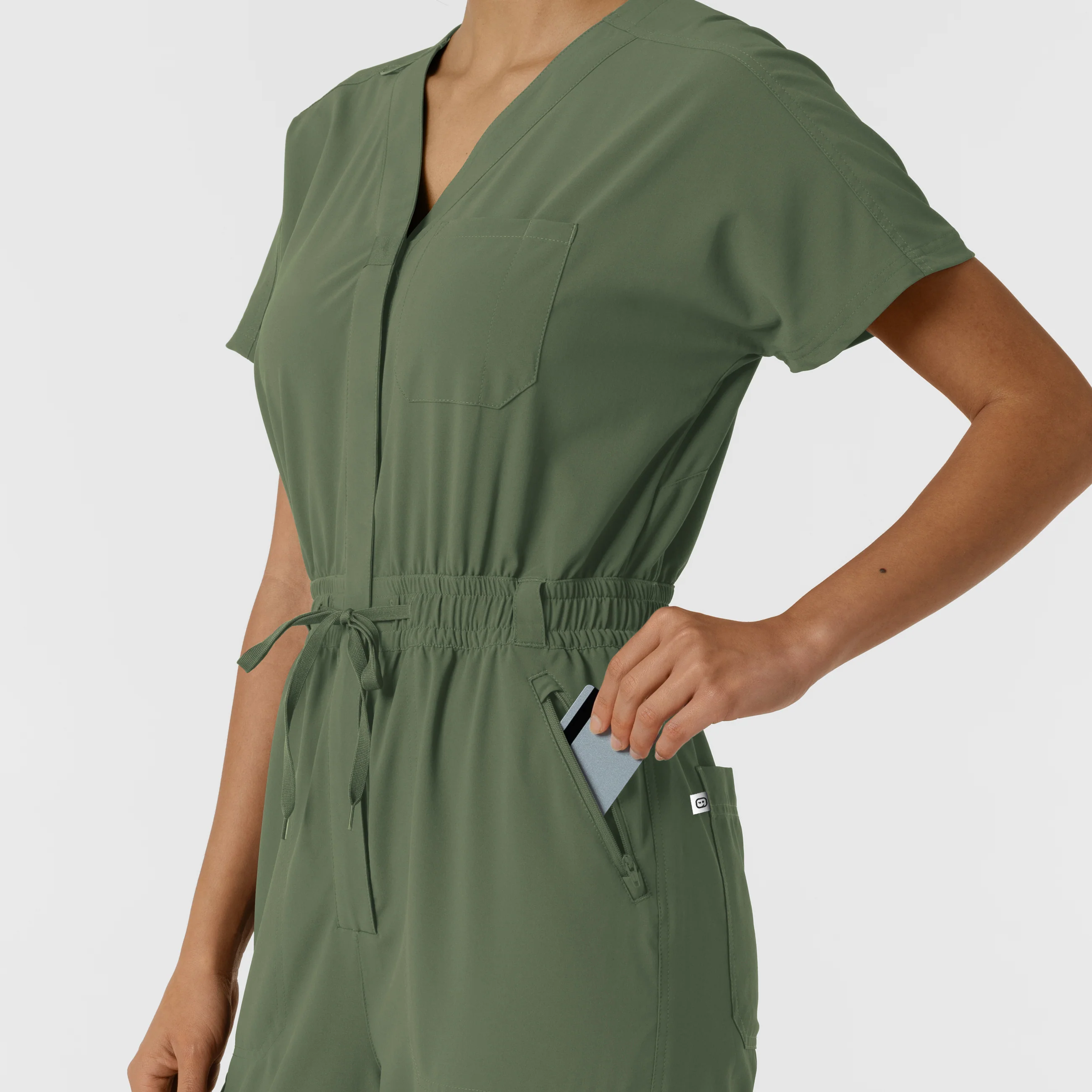 RENEW Women's Cargo Jogger Scrub Jumpsuit - Olive - Image 9