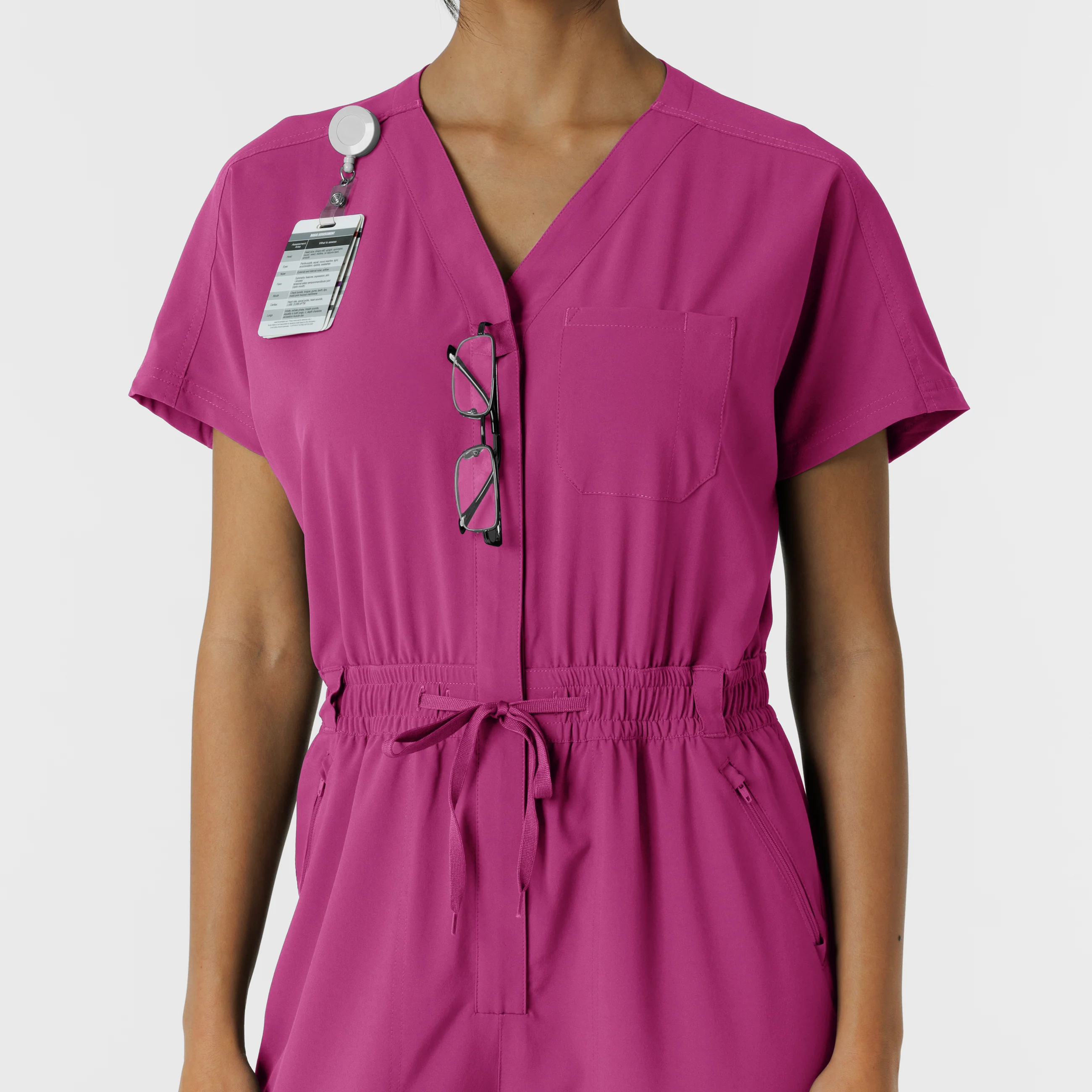 RENEW Women's Cargo Jogger Scrub Jumpsuit - Raspberry - Image 6