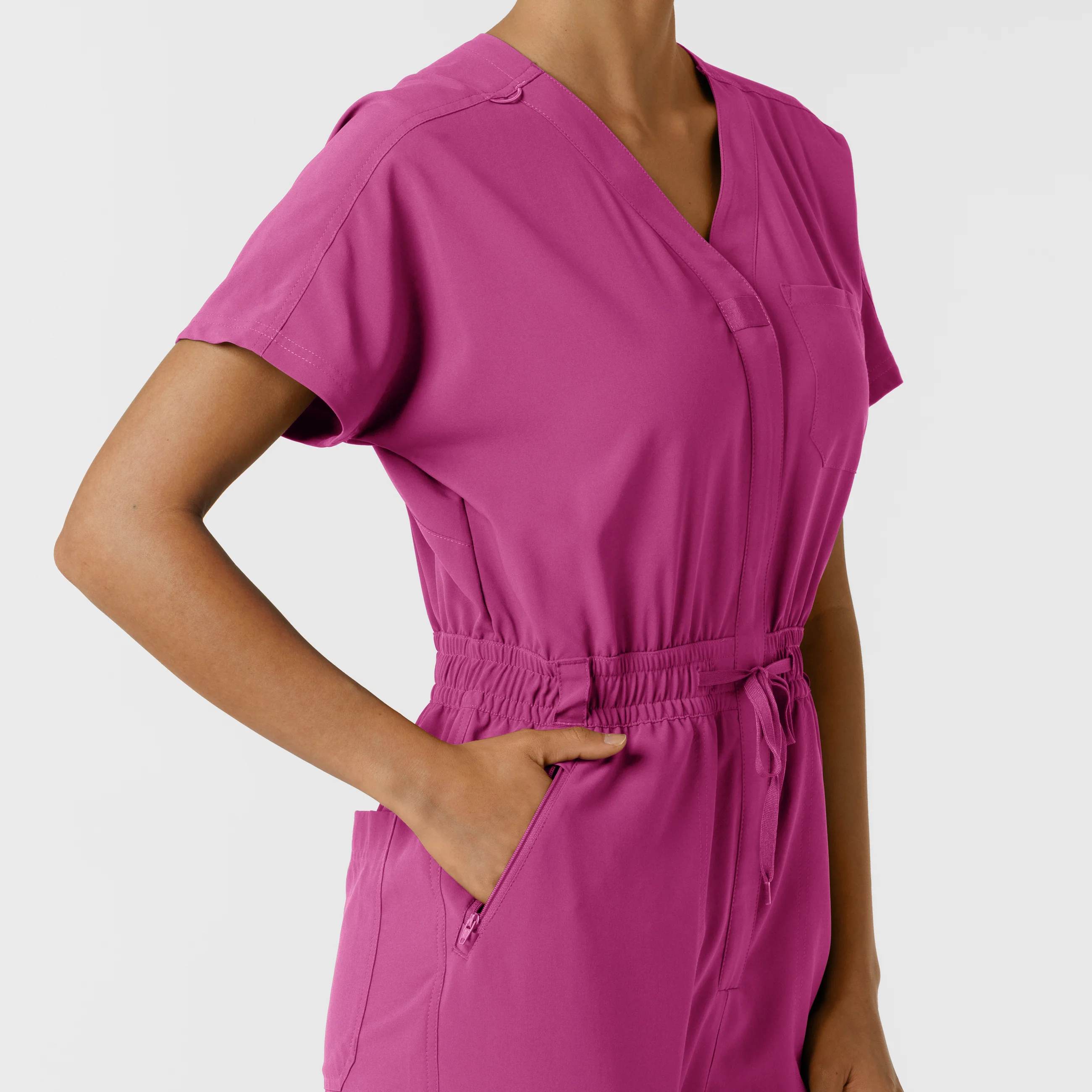 RENEW Women's Cargo Jogger Scrub Jumpsuit - Raspberry - Image 8