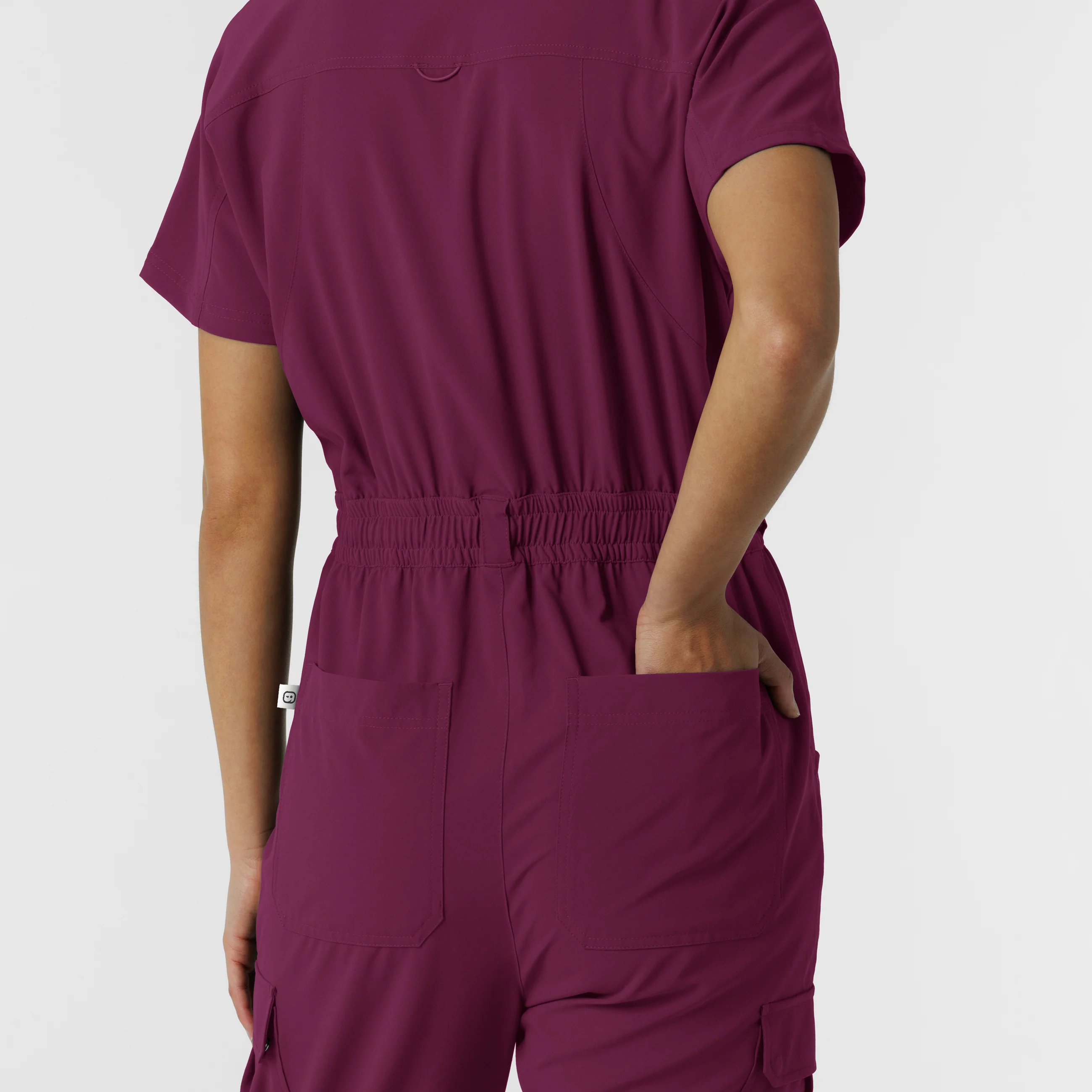 RENEW Women's Cargo Jogger Scrub Jumpsuit - Wine - Image 12