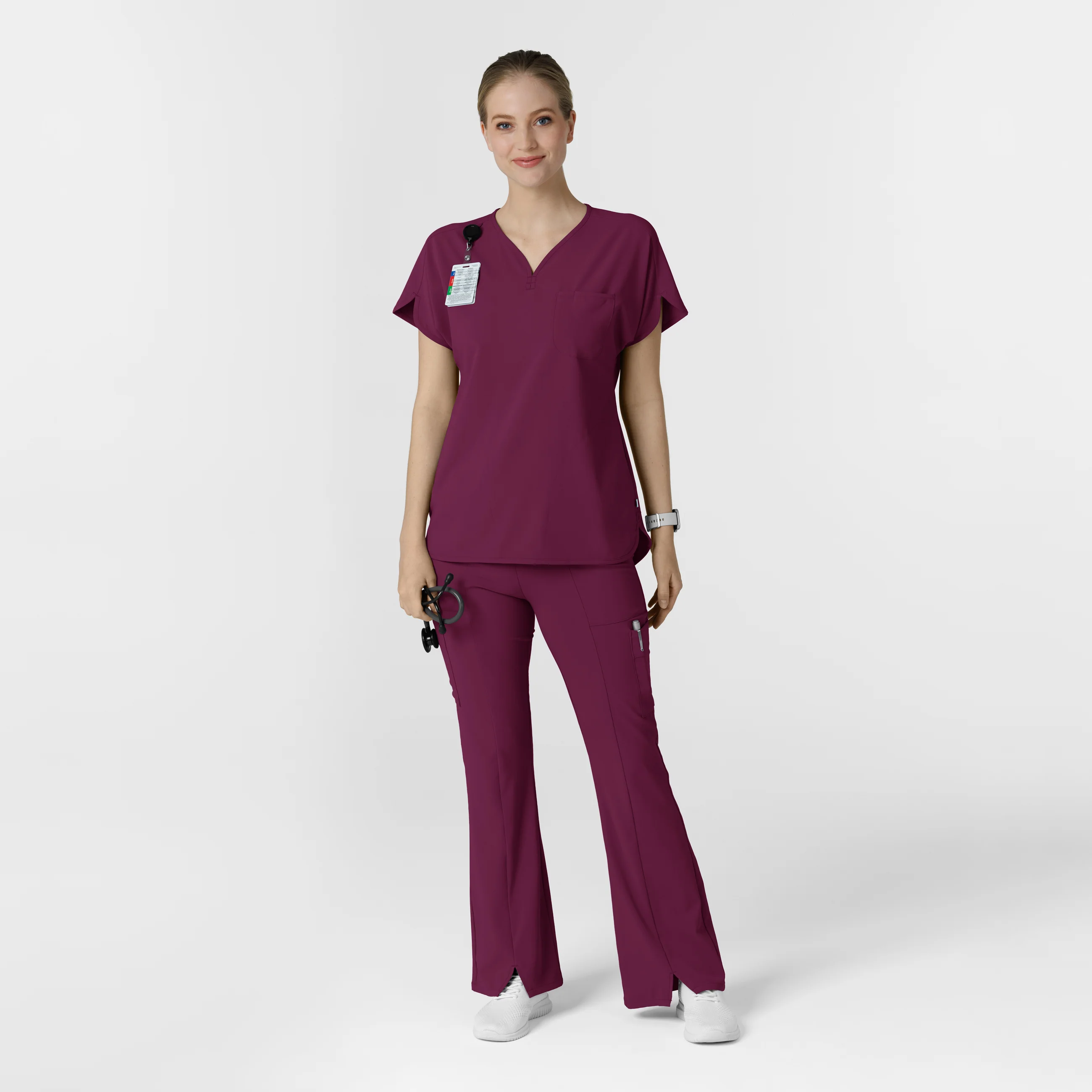 RENEW Women's Dolman Scrub Top - Wine - Image 3
