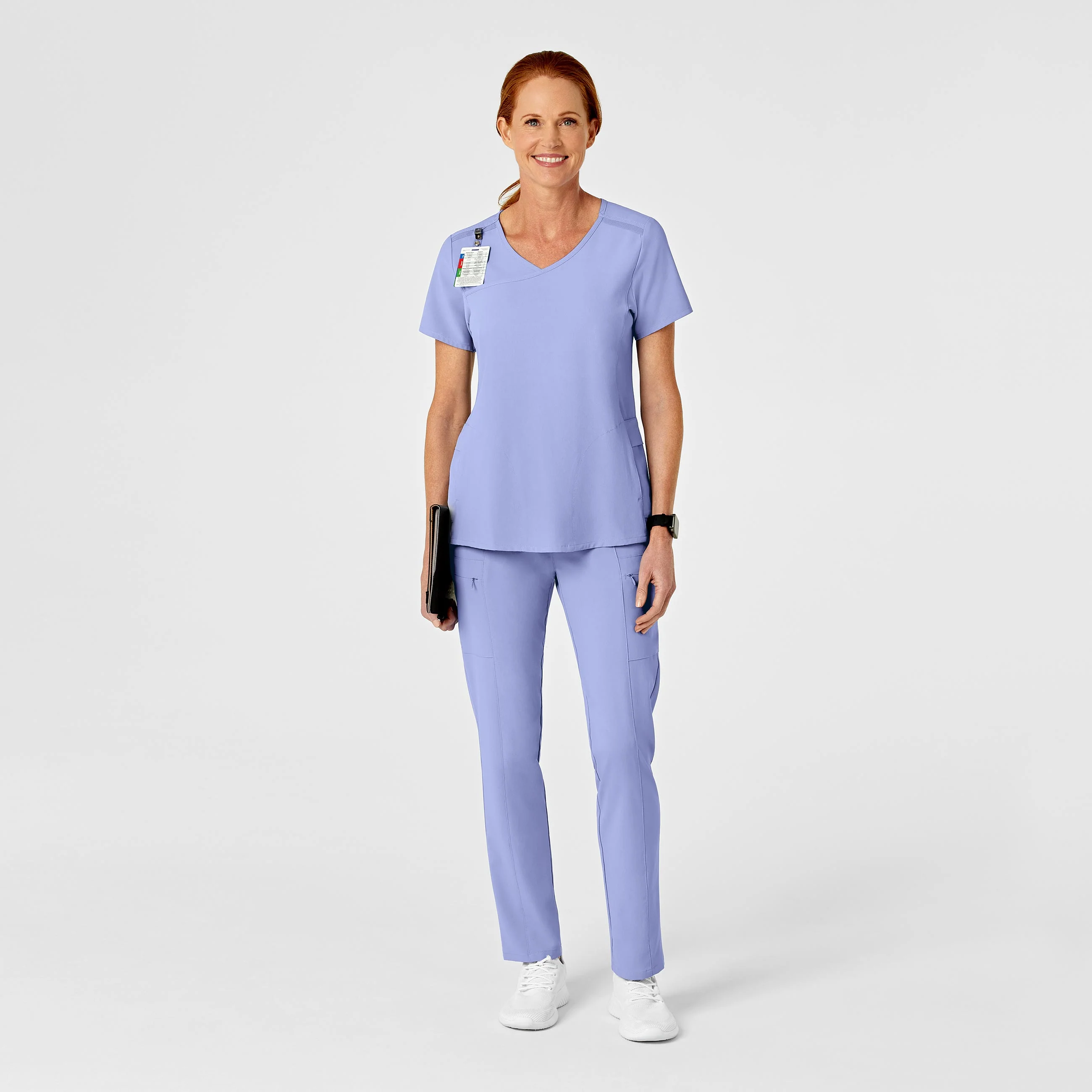 RENEW Women's High Waist Slim Leg Scrub Pant - Ceil Blue - Image 3